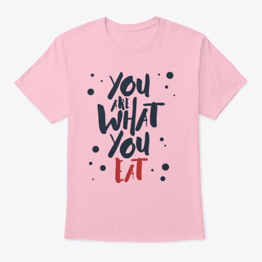 Inspirational T-shirt featuring red and black vector lettering on a white background, made from 100% cotton.