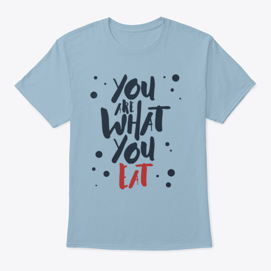 Inspirational T-shirt featuring red and black vector lettering on a white background, made from 100% cotton.