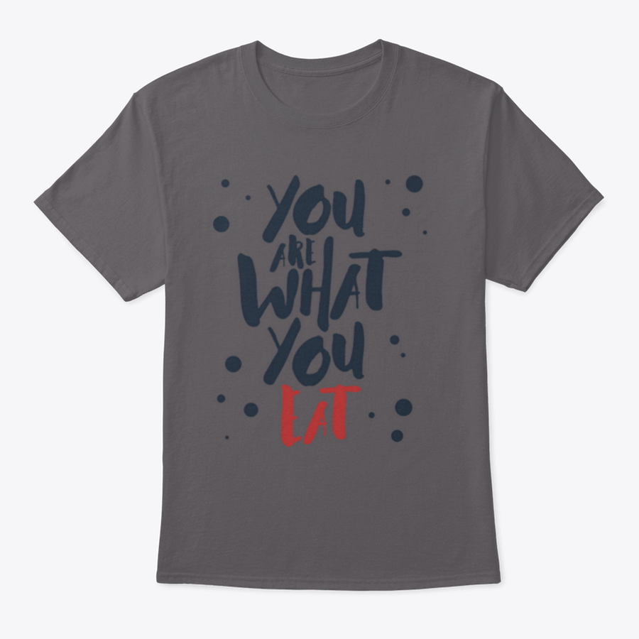 Inspirational T-shirt featuring red and black vector lettering on a white background, made from 100% cotton.