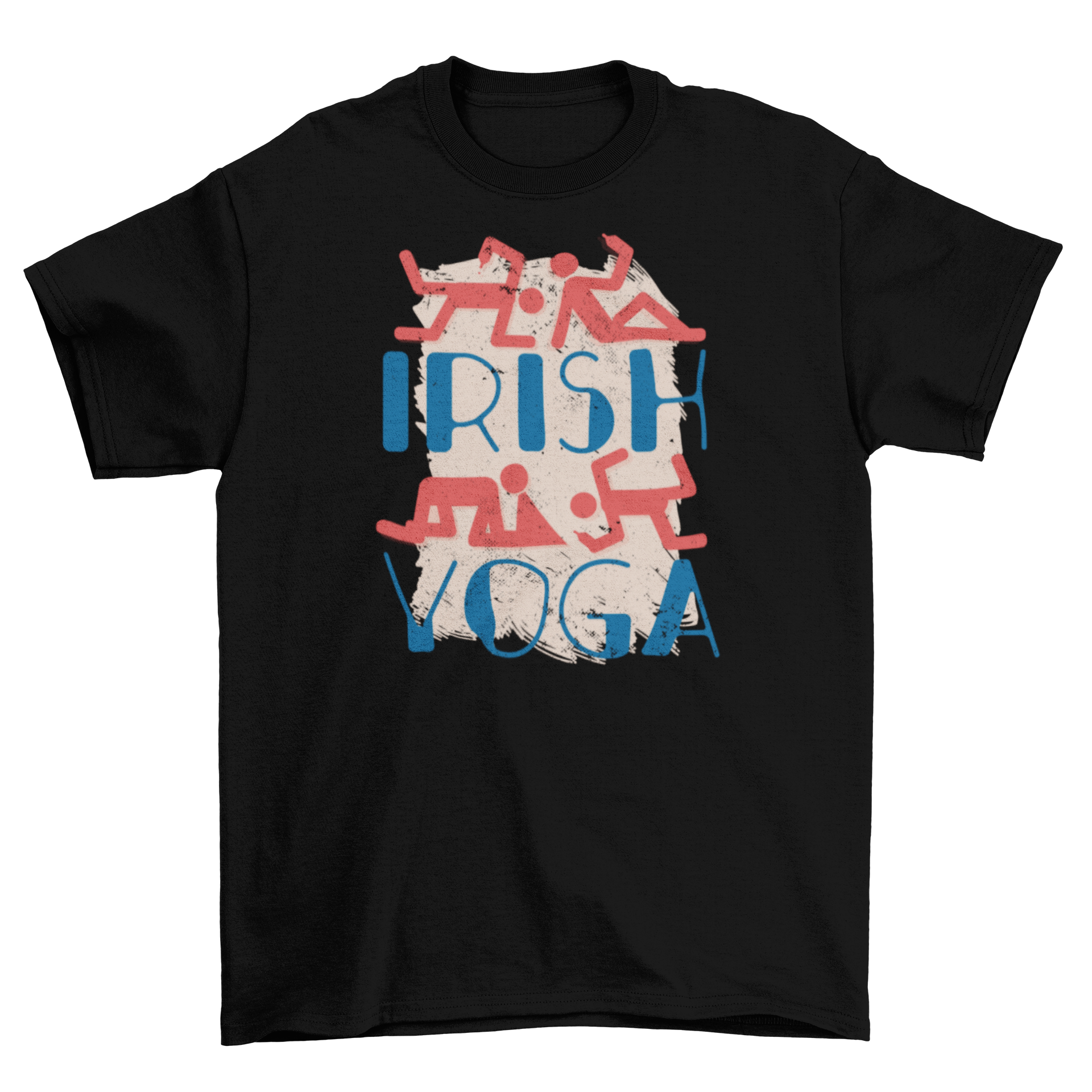 Irish yoga t-shirt featuring funny drunk silhouettes and caption.