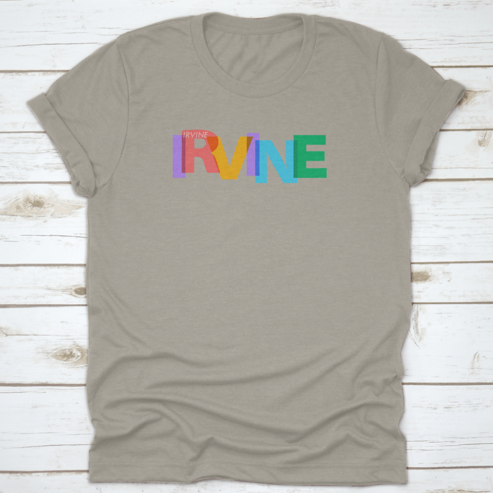 A stylish white t-shirt featuring the name 'Irvine' as a travel city destination, made from 100% cotton with a classic fit.