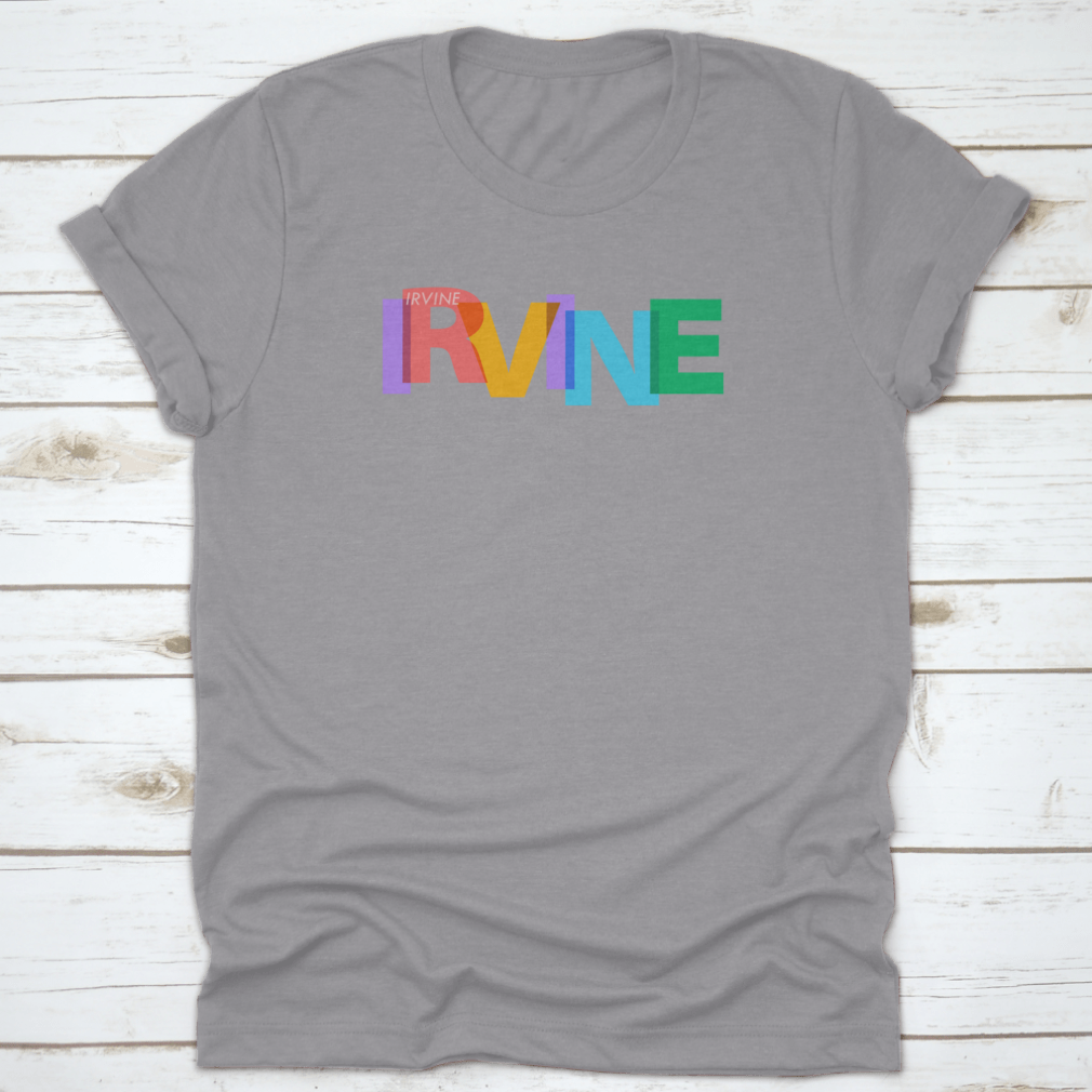 A stylish white t-shirt featuring the name 'Irvine' as a travel city destination, made from 100% cotton with a classic fit.