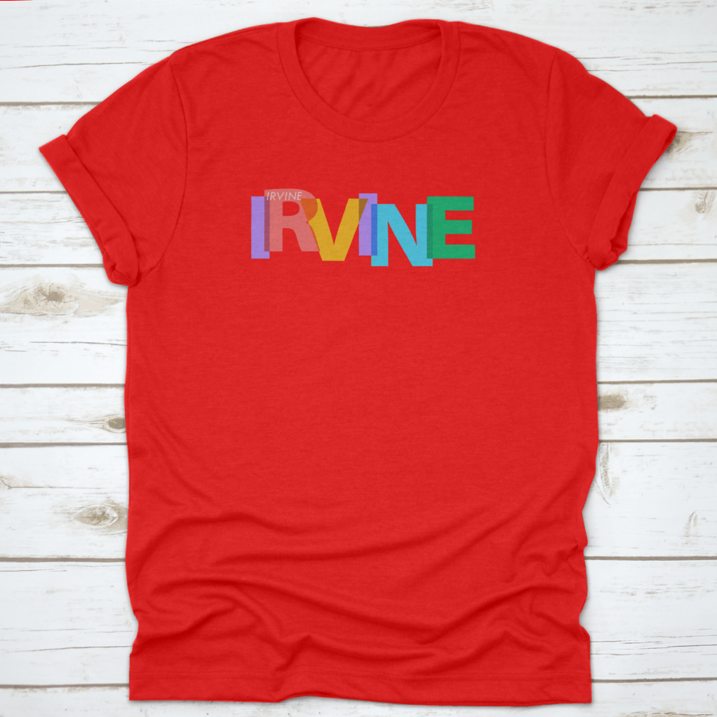 A stylish white t-shirt featuring the name 'Irvine' as a travel city destination, made from 100% cotton with a classic fit.