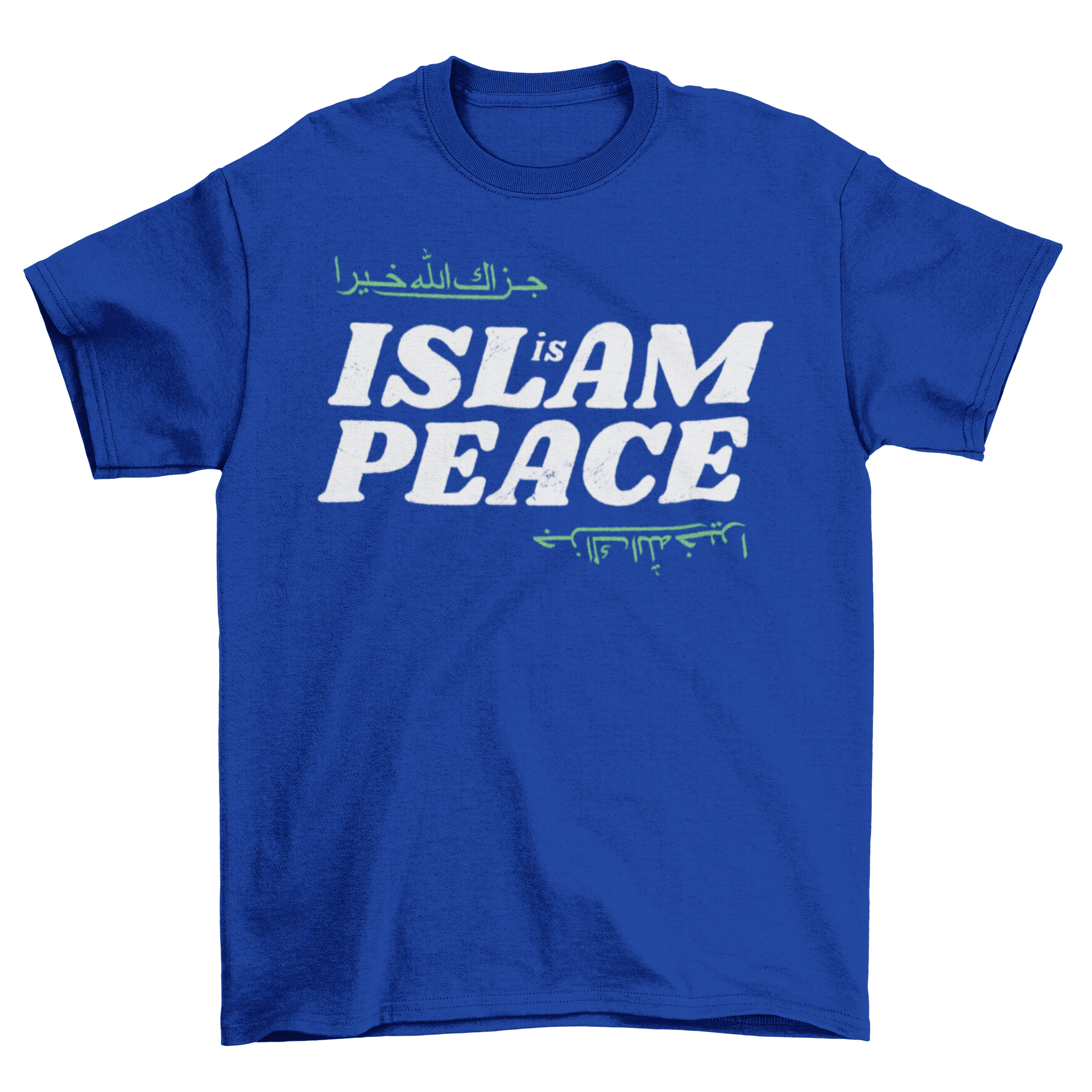 A stylish t-shirt featuring the quote 'Islam is Peace' in bold lettering, perfect for casual wear.