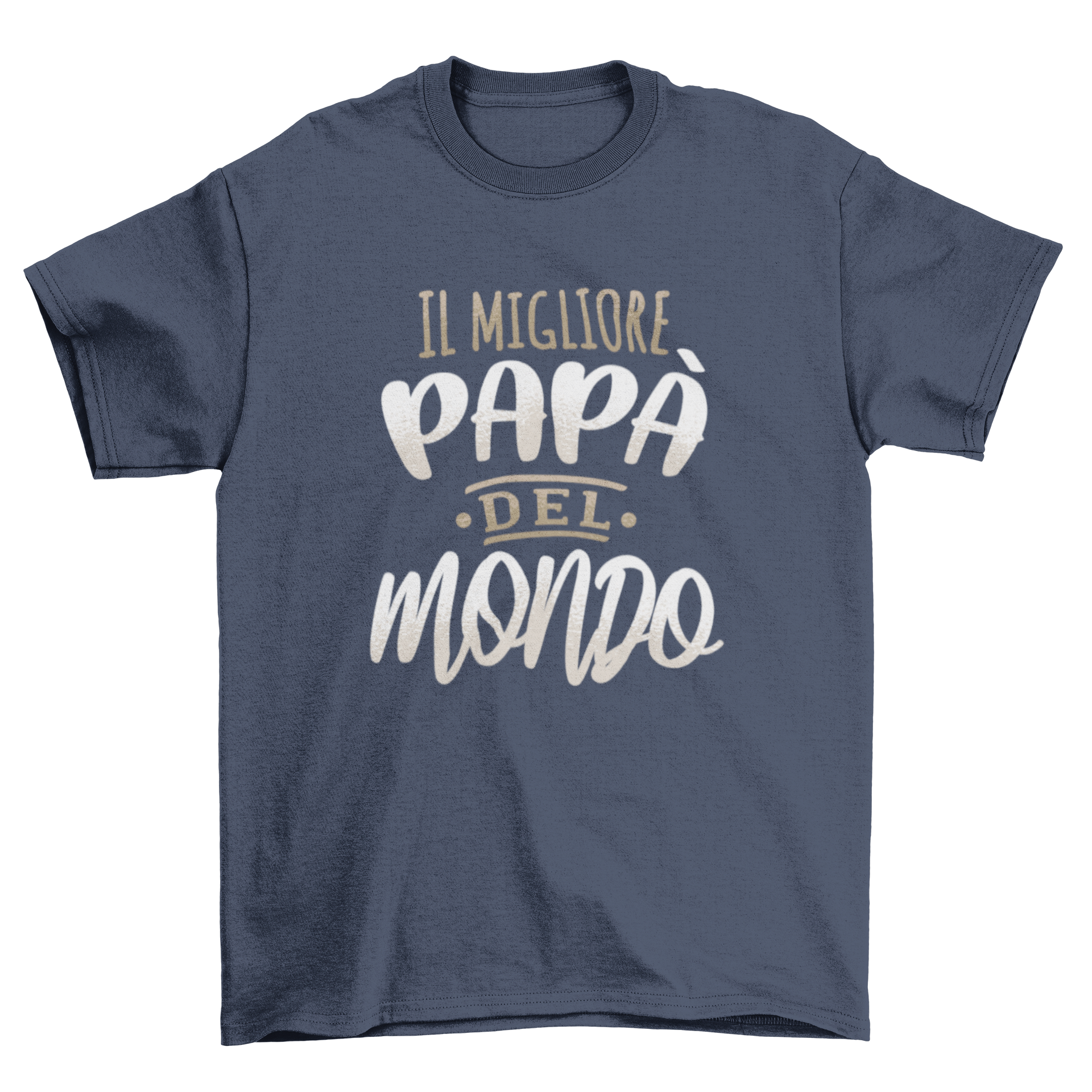 Italian Best Father T-shirt featuring 'Il migliore papa del mondo' lettering in bold, stylish font.