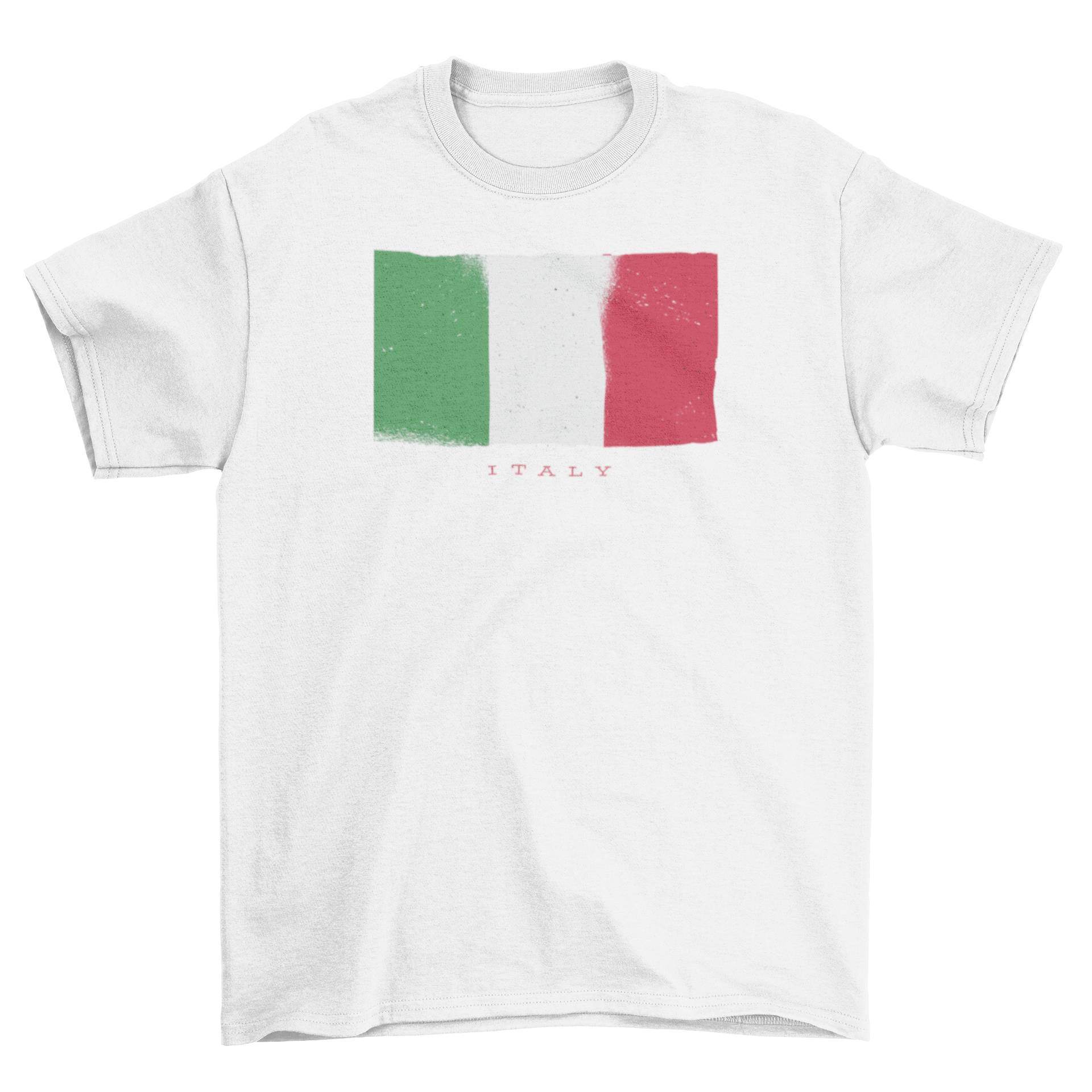 A stylish T-shirt featuring a grunge design of the Italy flag, perfect for casual wear.