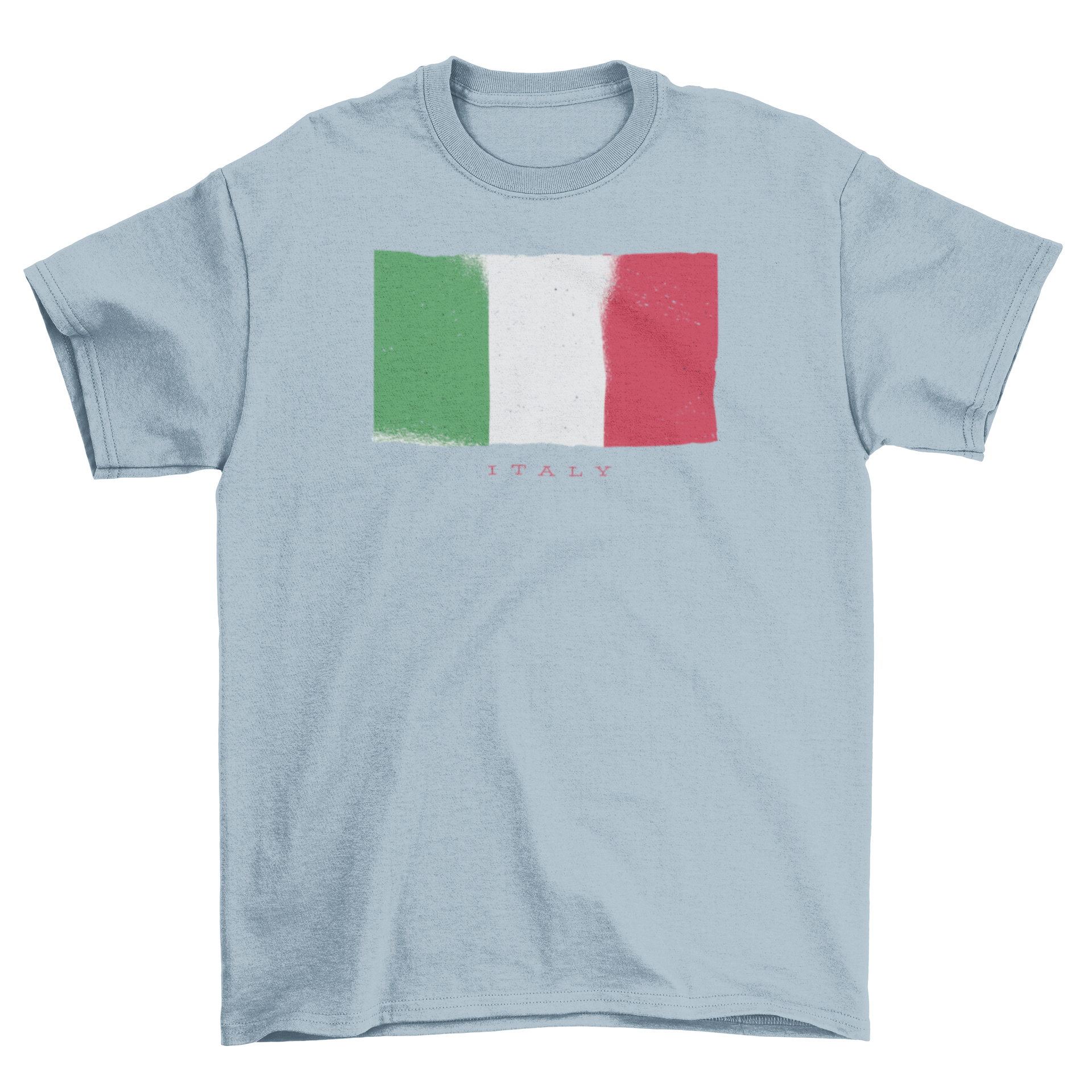 A stylish T-shirt featuring a grunge design of the Italy flag, perfect for casual wear.