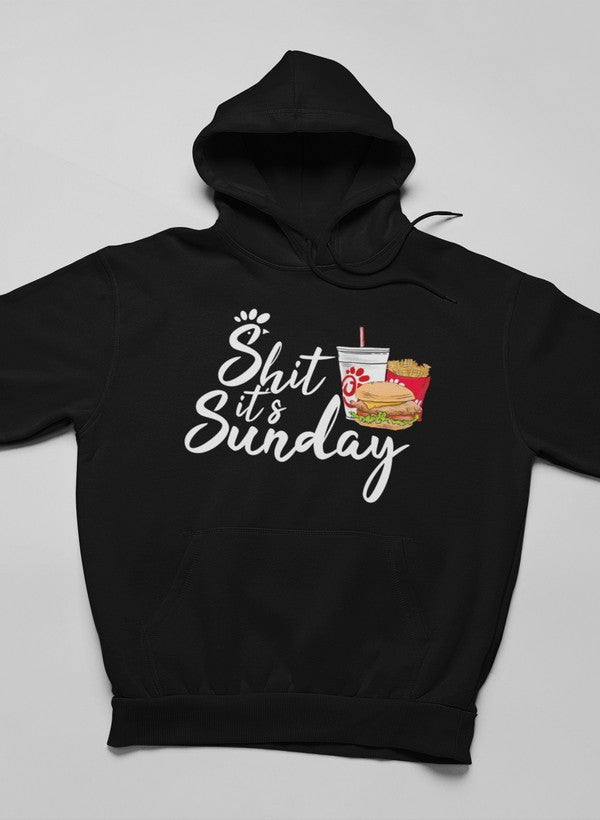 A cozy It's Sunday Hoodie featuring unique designs by top artists, made from a warm cotton/poly fleece blend.