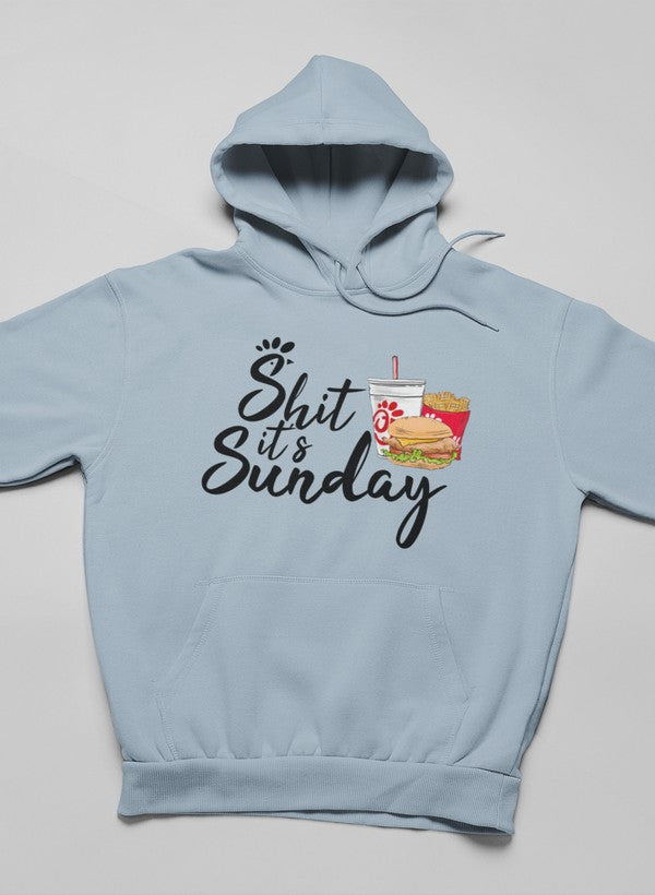 A cozy It's Sunday Hoodie featuring unique designs by top artists, made from a warm cotton/poly fleece blend.