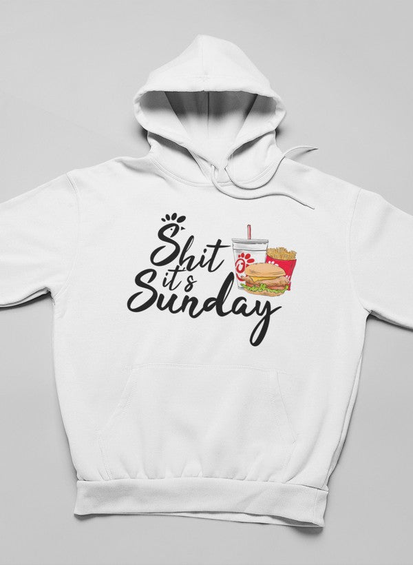 A cozy It's Sunday Hoodie featuring unique designs by top artists, made from a warm cotton/poly fleece blend.