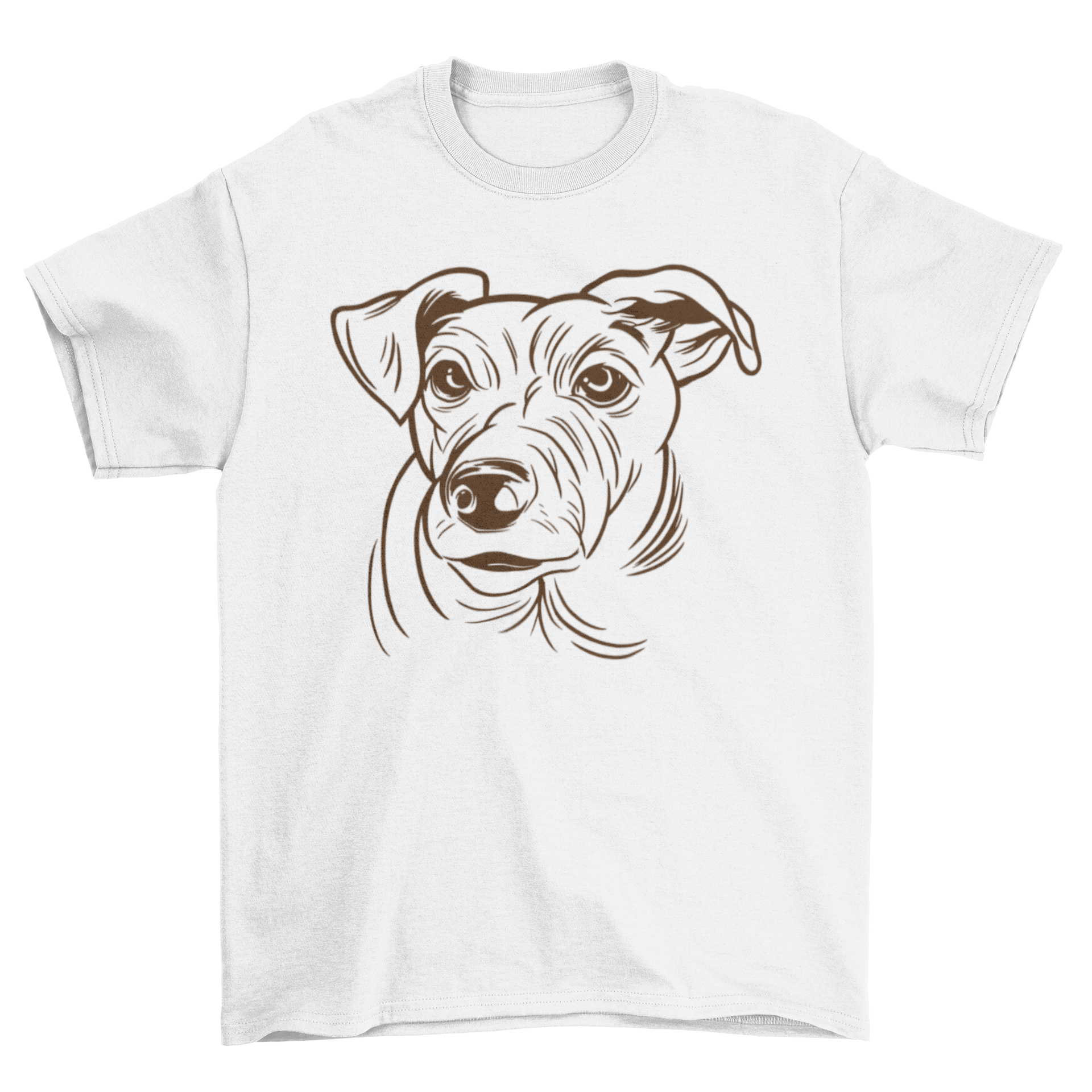 A stylish t-shirt featuring the outline design of a Jack Russell Terrier dog, perfect for dog lovers.