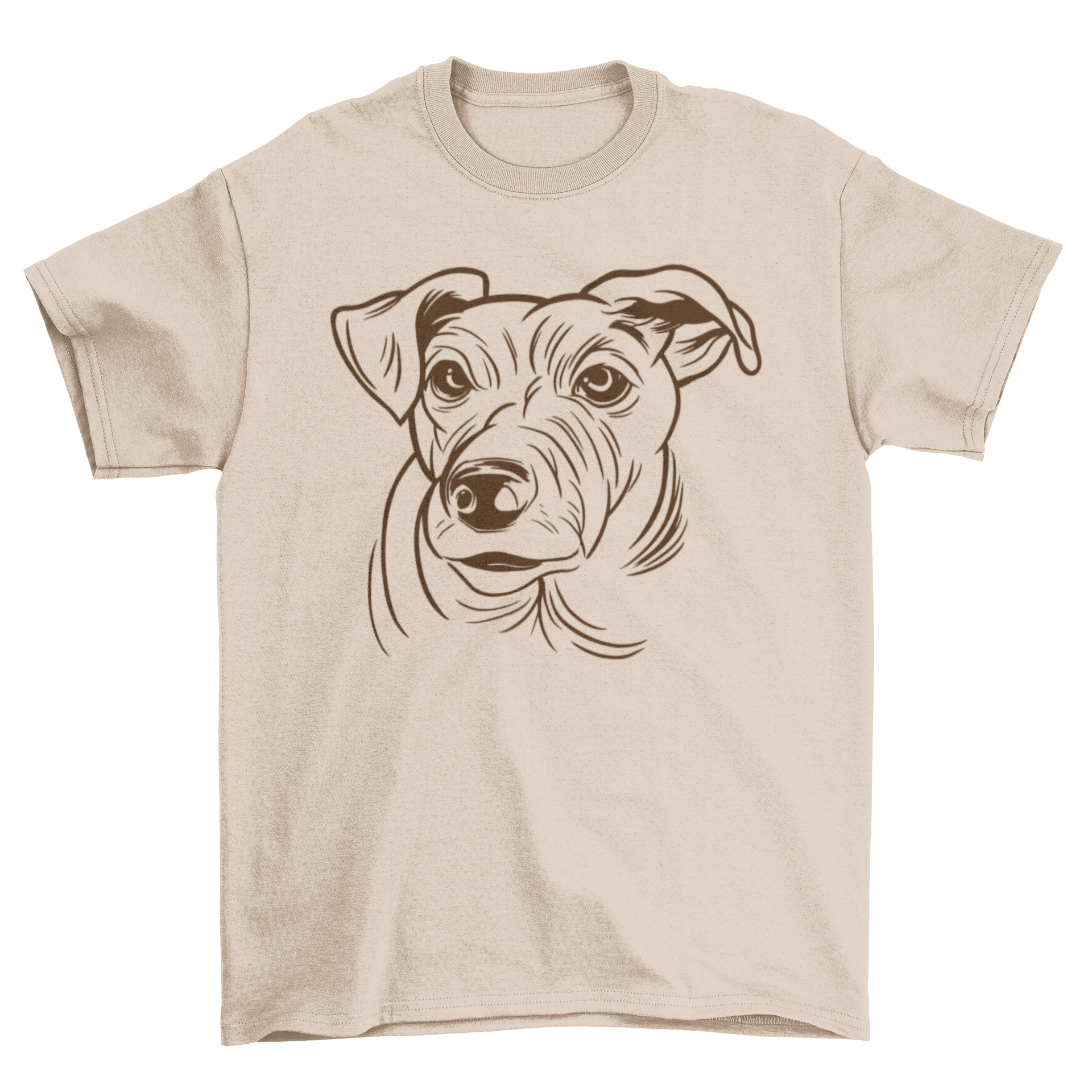 A stylish t-shirt featuring the outline design of a Jack Russell Terrier dog, perfect for dog lovers.