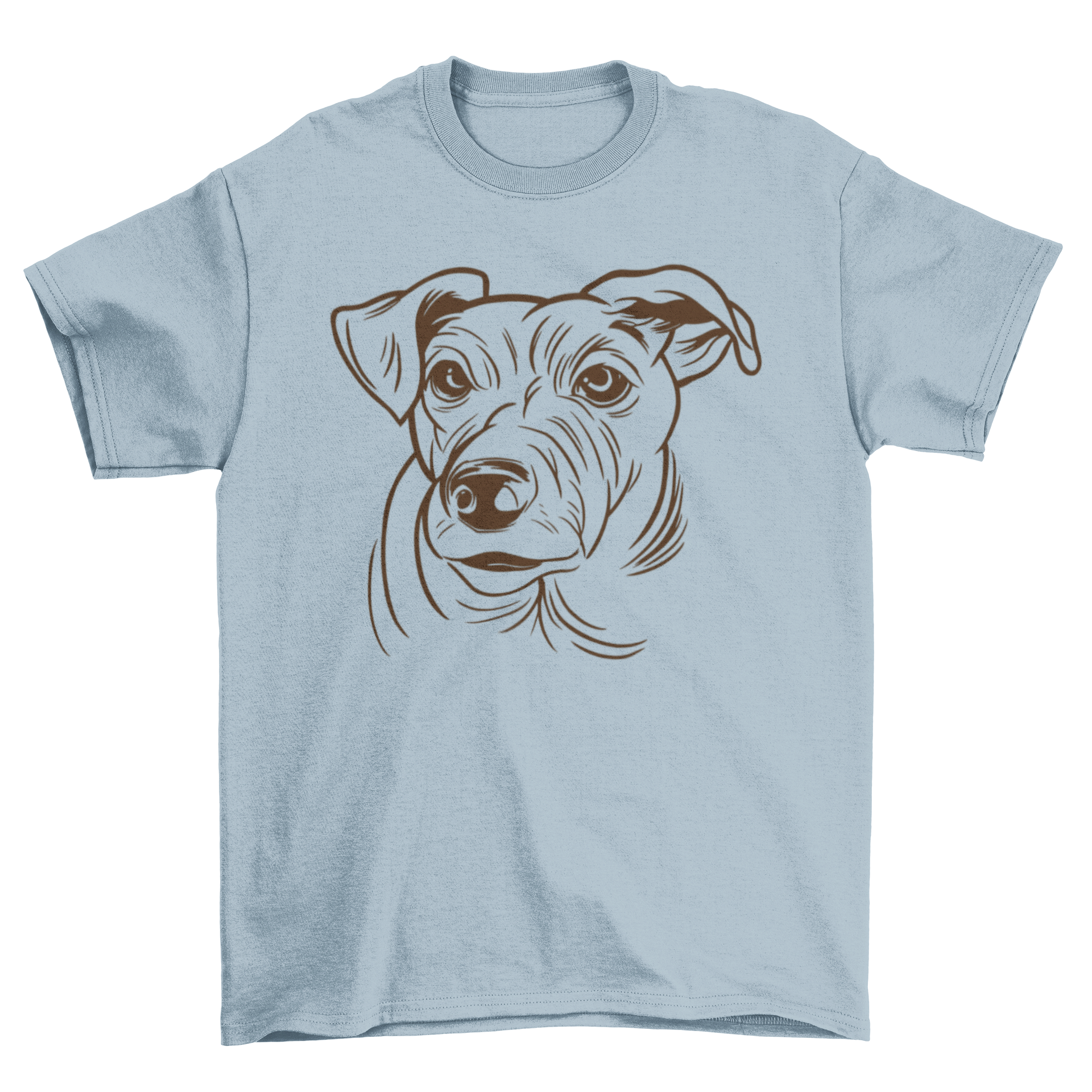 A stylish t-shirt featuring the outline design of a Jack Russell Terrier dog, perfect for dog lovers.