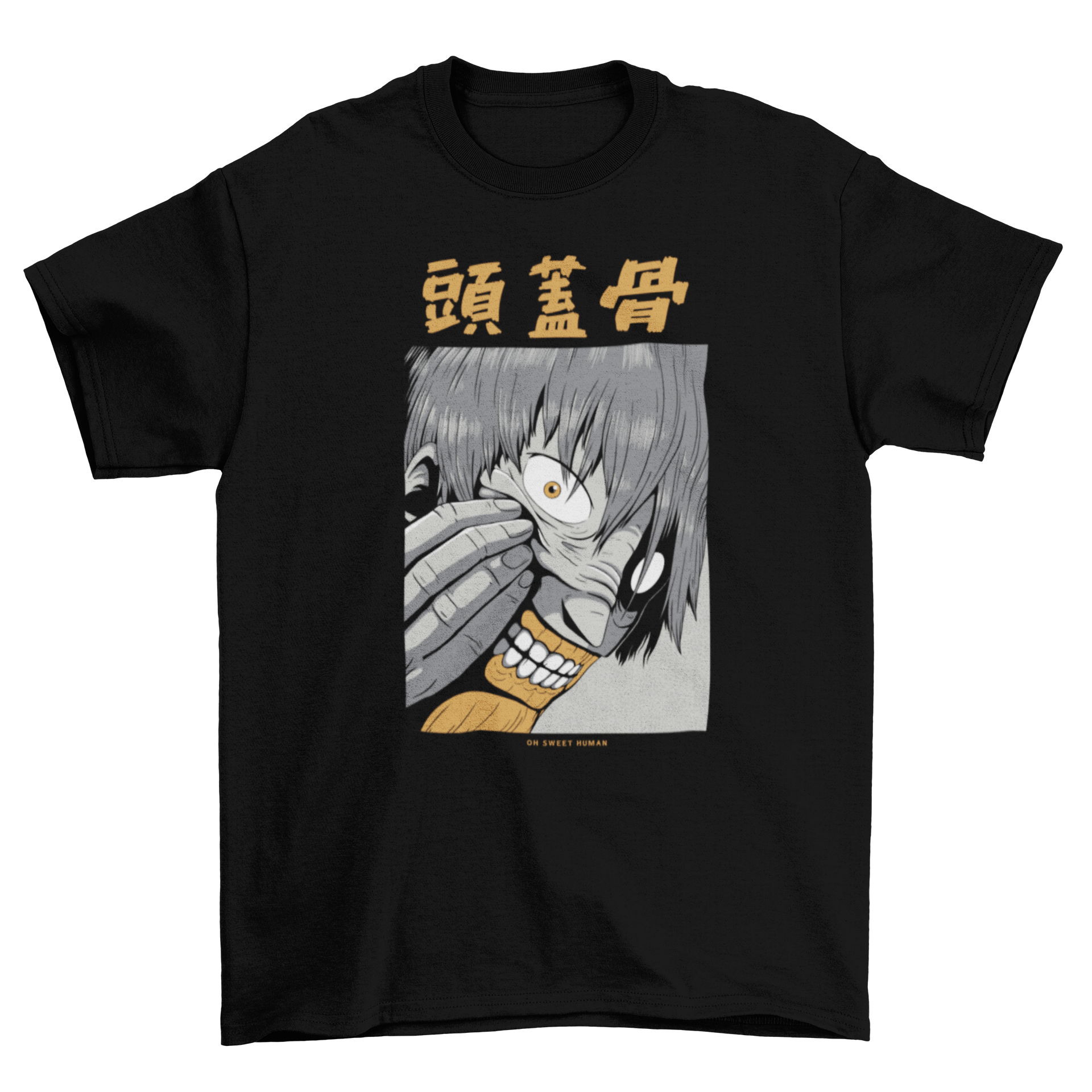 Japanese Dark Creepy Horror anime monster T-shirt featuring a spooky design perfect for Halloween.