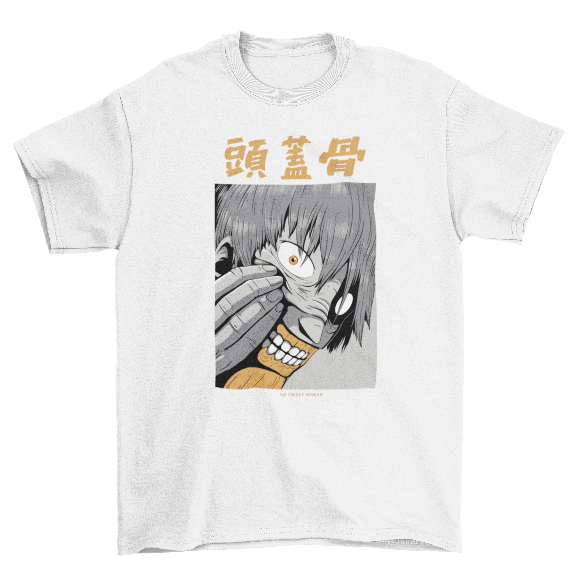 Japanese Dark Creepy Horror anime monster T-shirt featuring a spooky design perfect for Halloween.