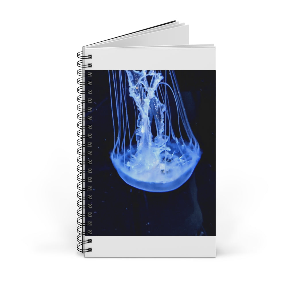 Jellyfish Spiral Journal featuring a vibrant front cover print, available in four styles: Blank, Dot Grid, Lined, and Task Manager.