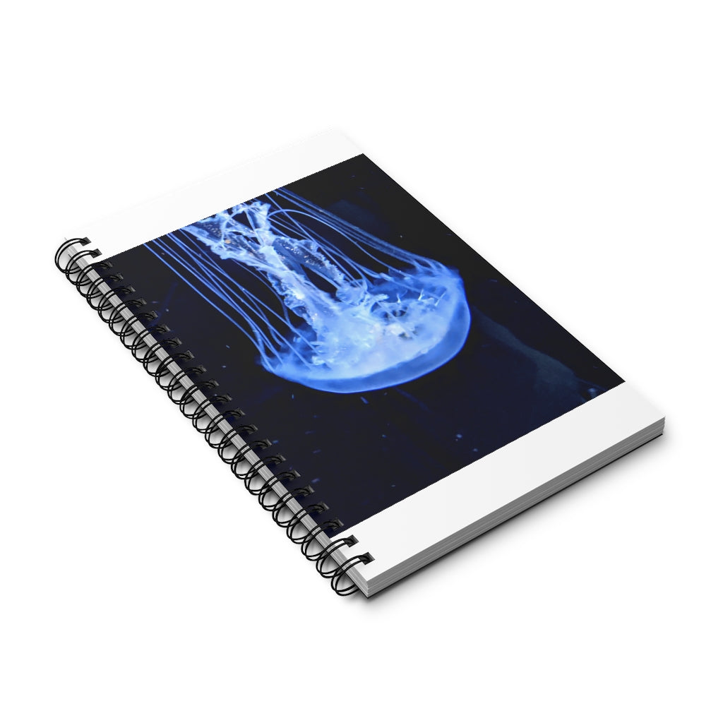 Jellyfish Spiral Journal featuring a vibrant front cover print, available in four styles: Blank, Dot Grid, Lined, and Task Manager.