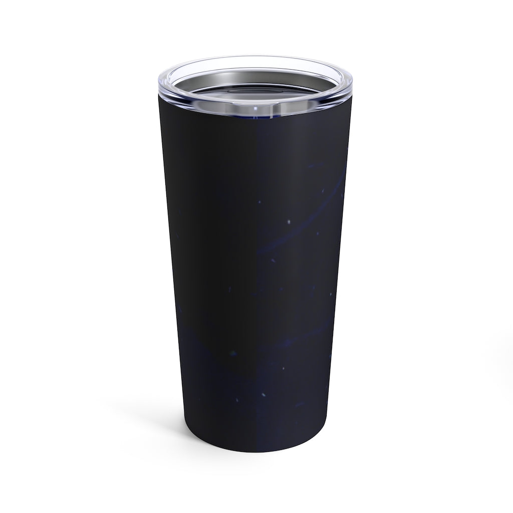 A stylish 20oz stainless steel tumbler featuring a jellyfish design, with a see-thru plastic lid, perfect for travel and outdoor use.