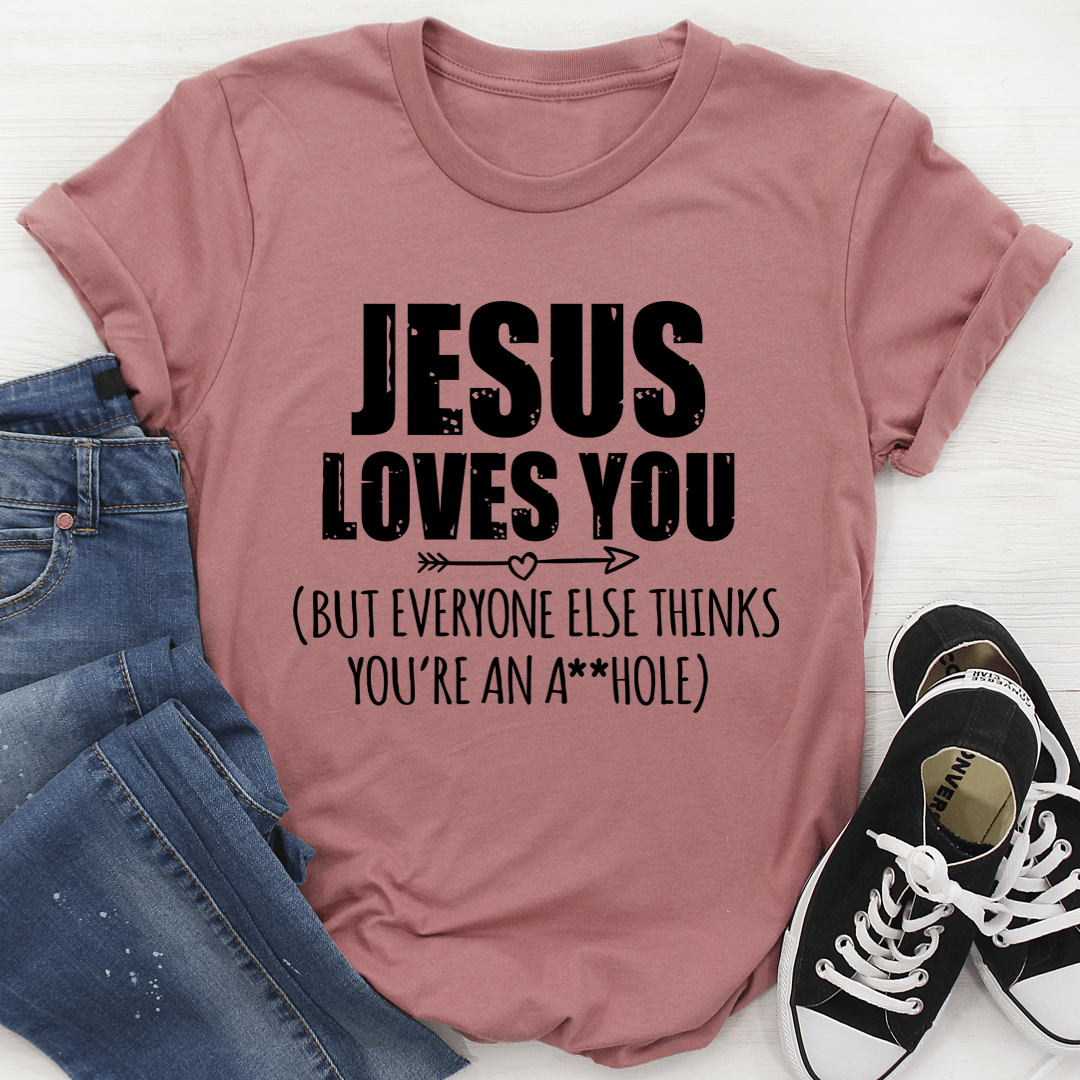 A soft, durable Jesus Loves You T-Shirt featuring a bold print, perfect for everyday wear.