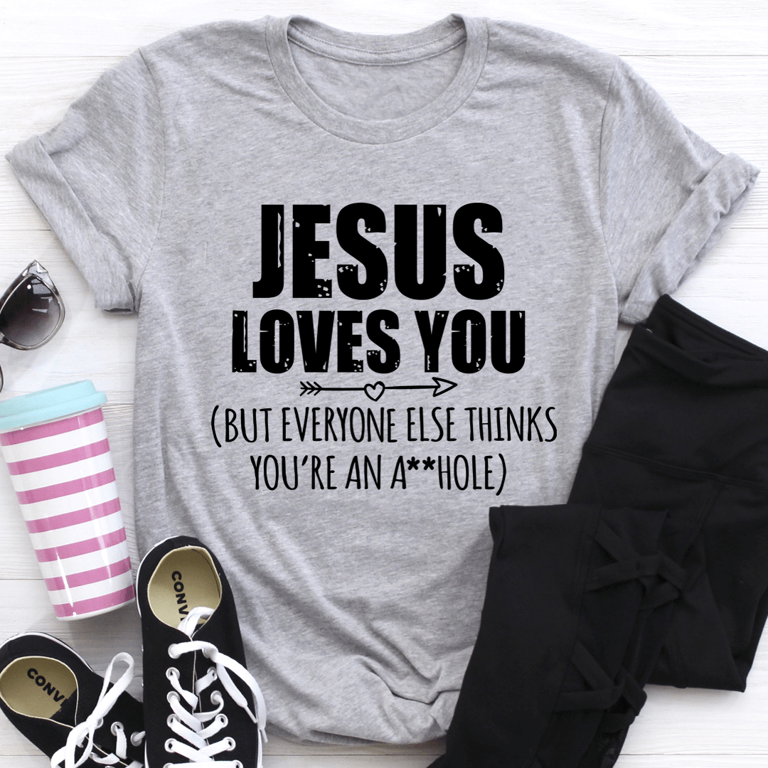 A soft, durable Jesus Loves You T-Shirt featuring a bold print, perfect for everyday wear.