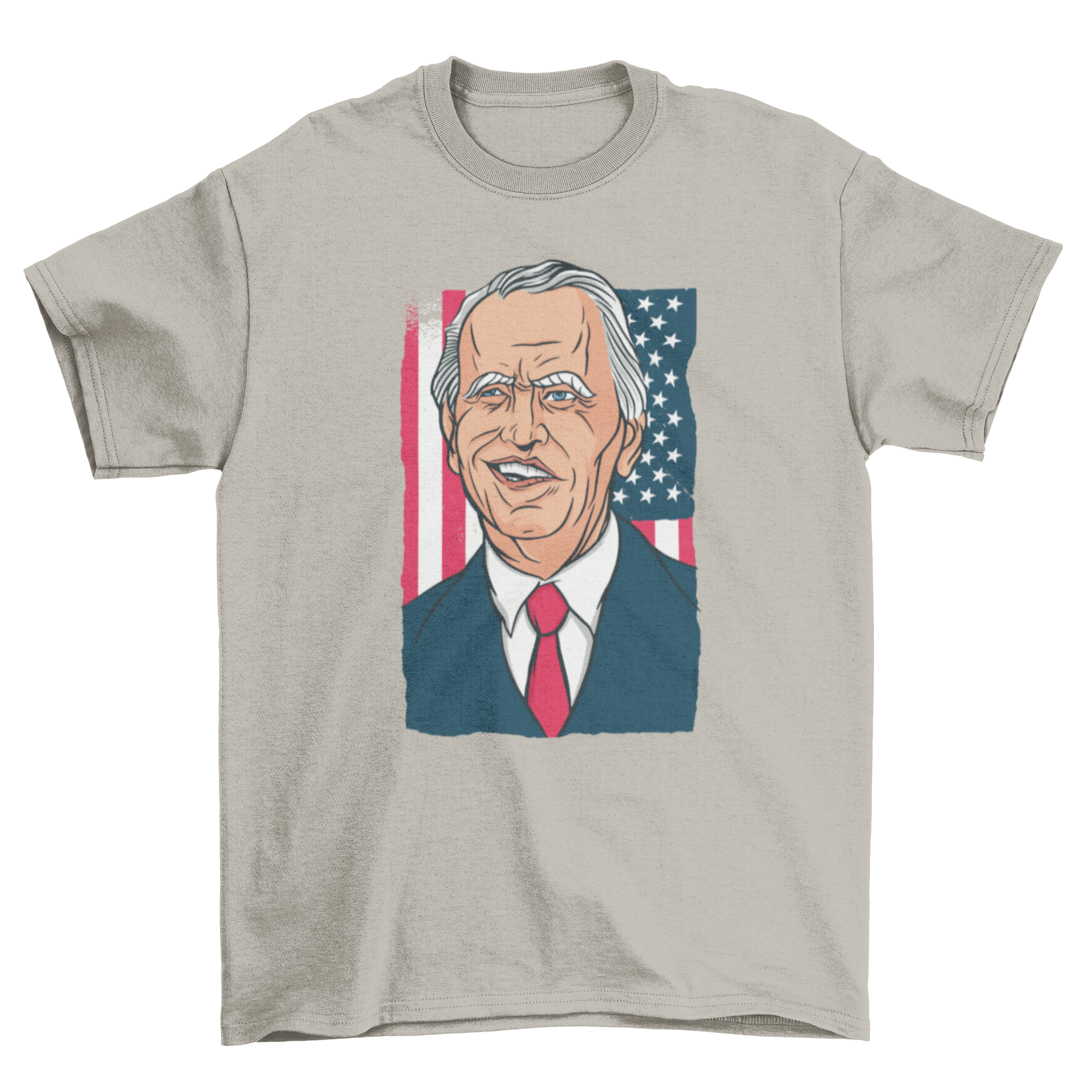 A vibrant cartoon illustration of Joe Biden on a comfortable t-shirt, showcasing a unique design.