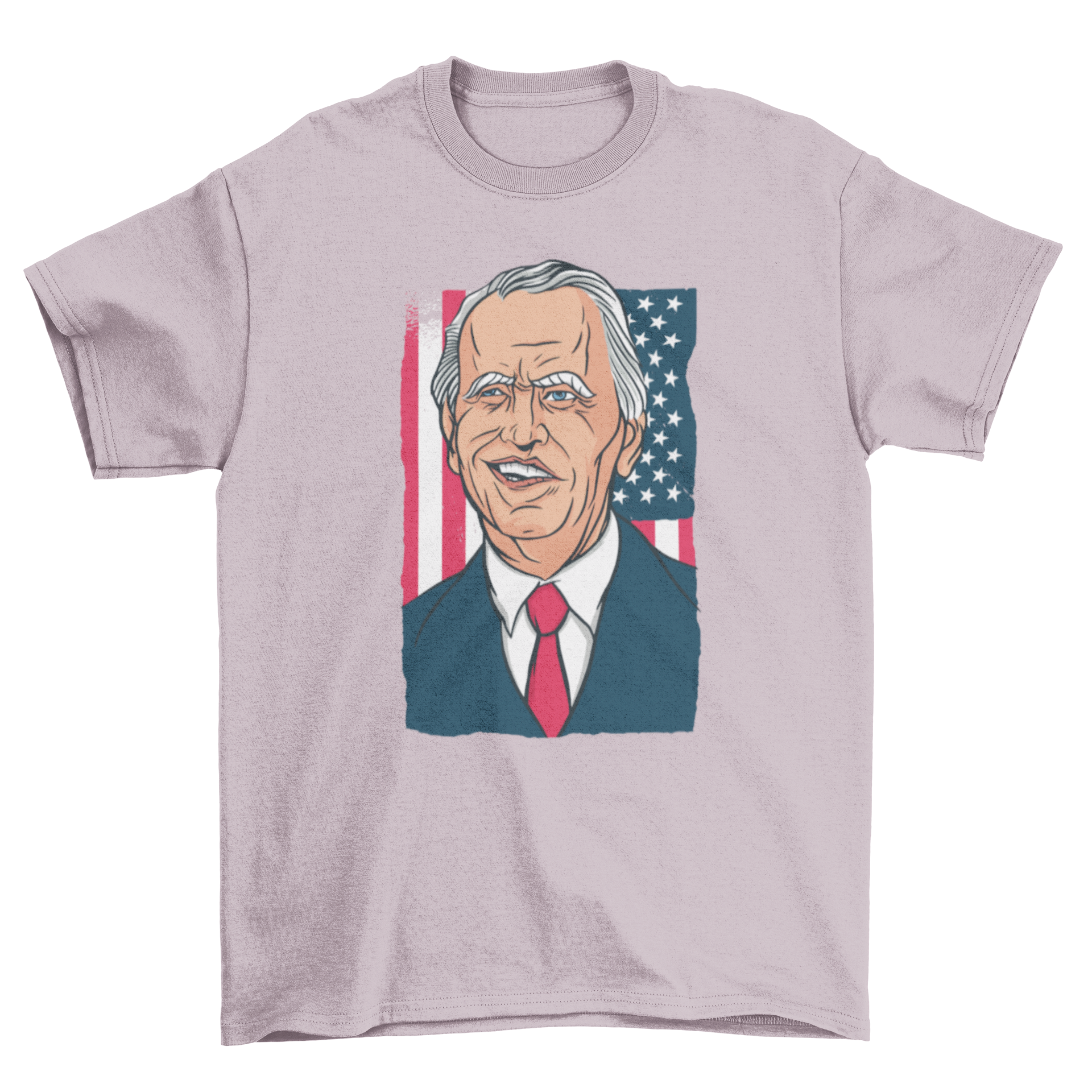 A vibrant cartoon illustration of Joe Biden on a comfortable t-shirt, showcasing a unique design.