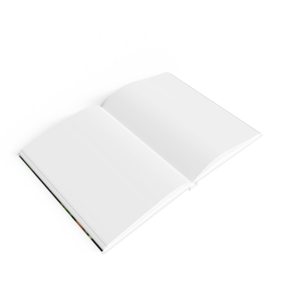 A hardcover blank journal with a vibrant wraparound print, showcasing its 128 blank pages for creativity.