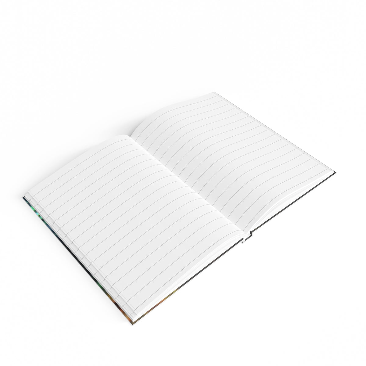 A hardcover journal with ruled lines, featuring a full wraparound print design, ideal for writers and note-takers.