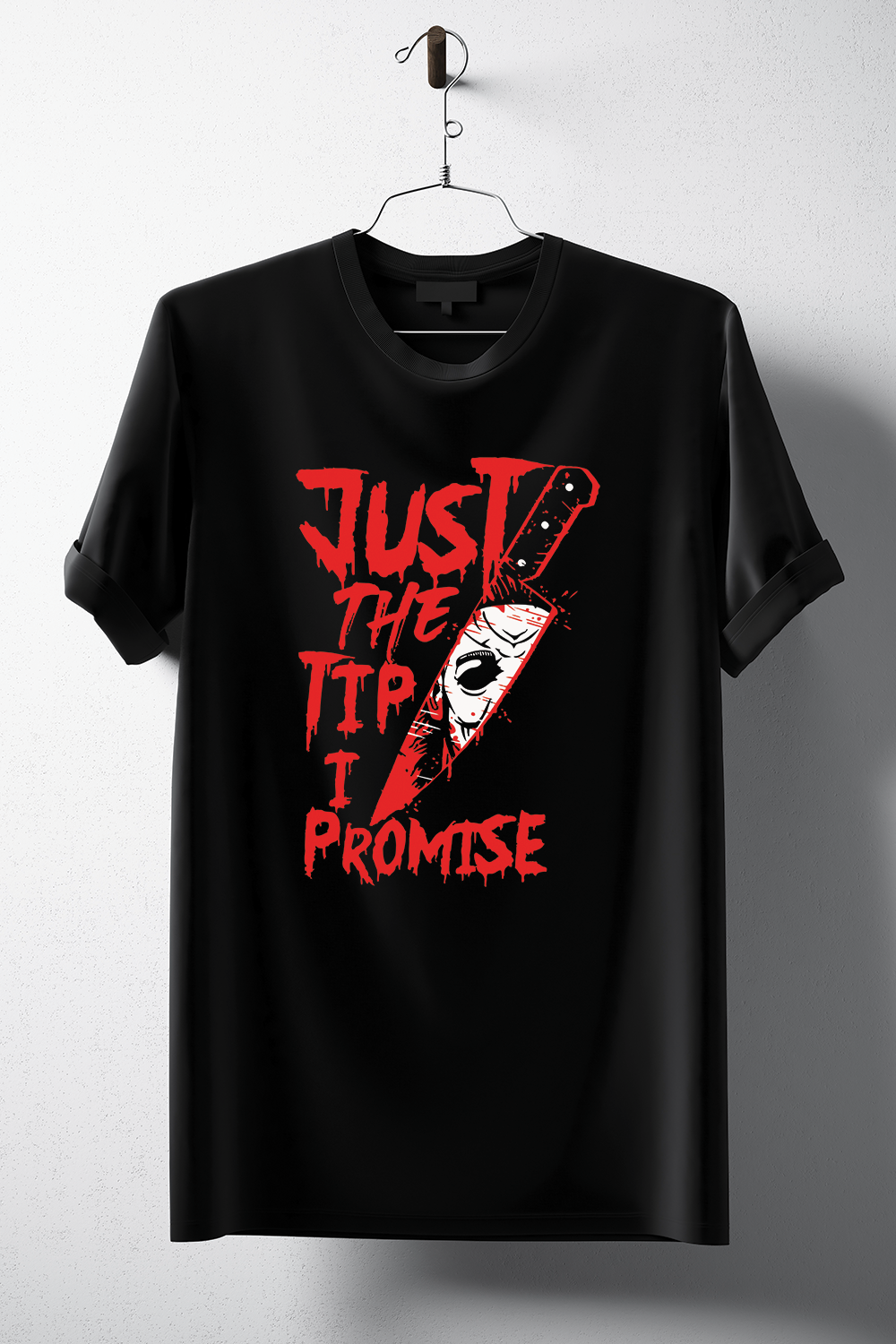 Just the Tip Horror T-Shirt featuring a unique design, made from soft ring-spun cotton, perfect for horror fans.