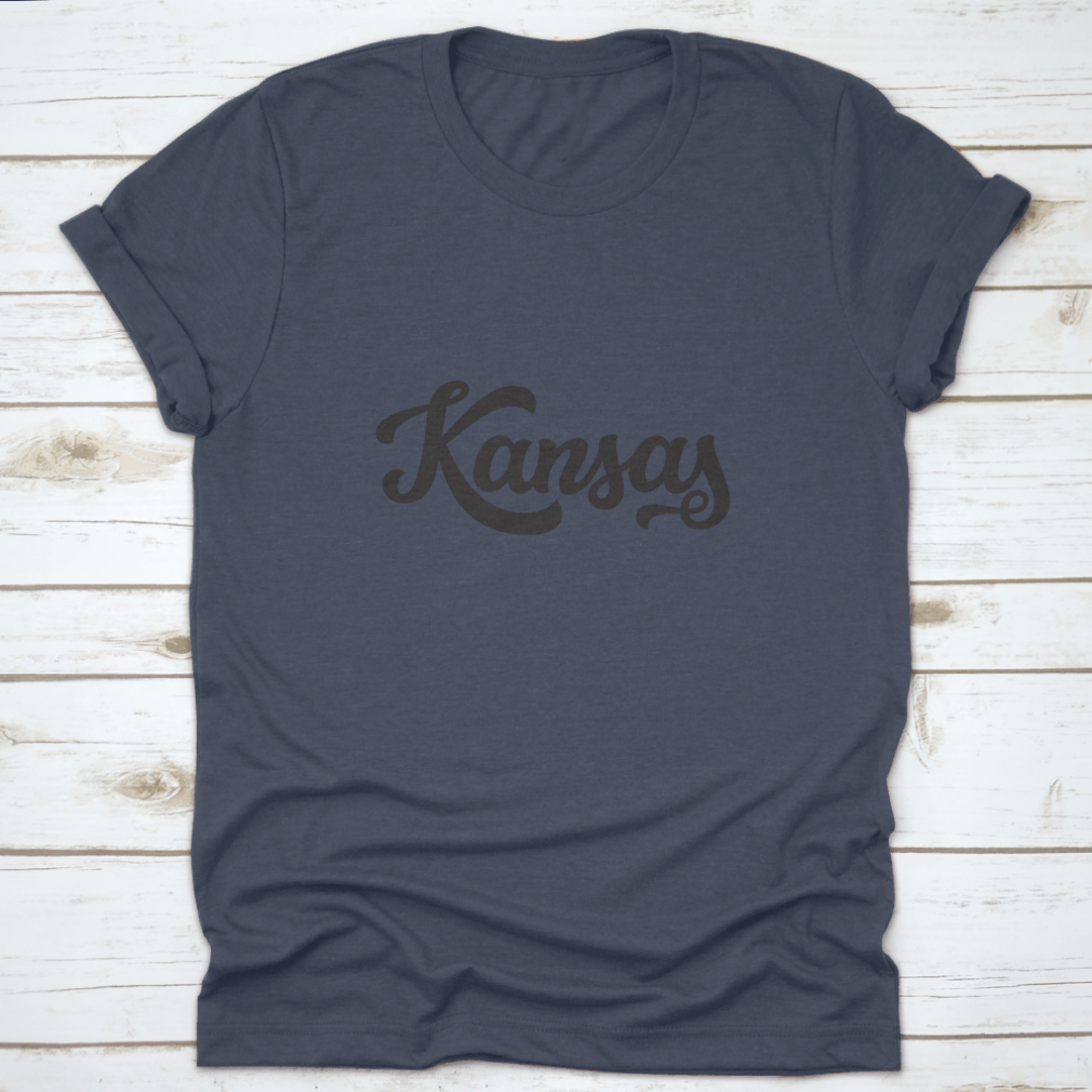 Kansas State modern calligraphy hand lettering apparel showcasing a stylish design on high-quality fabric.