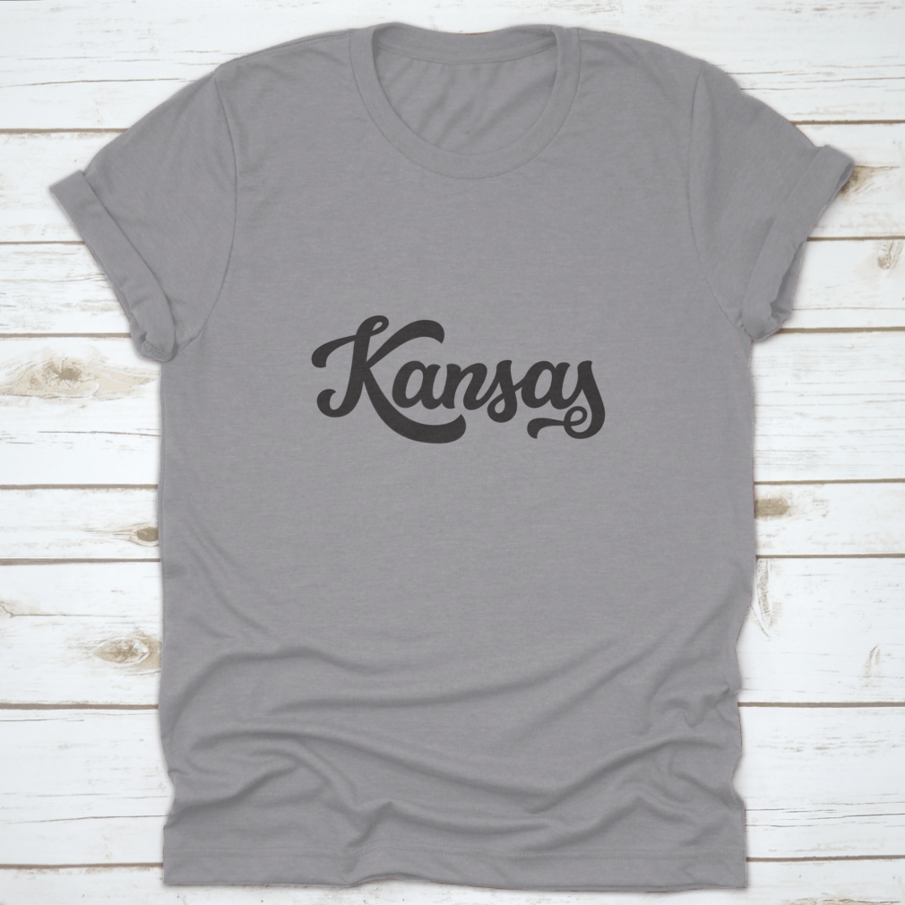 Kansas State modern calligraphy hand lettering apparel showcasing a stylish design on high-quality fabric.