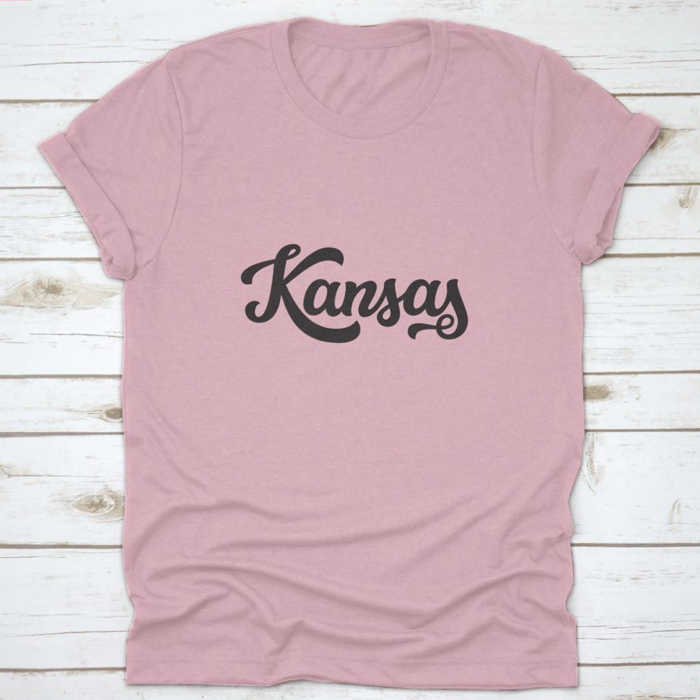 Kansas State modern calligraphy hand lettering apparel showcasing a stylish design on high-quality fabric.