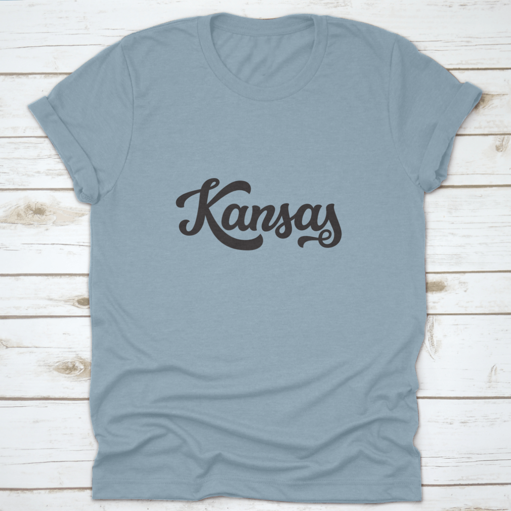 Kansas State modern calligraphy hand lettering apparel showcasing a stylish design on high-quality fabric.