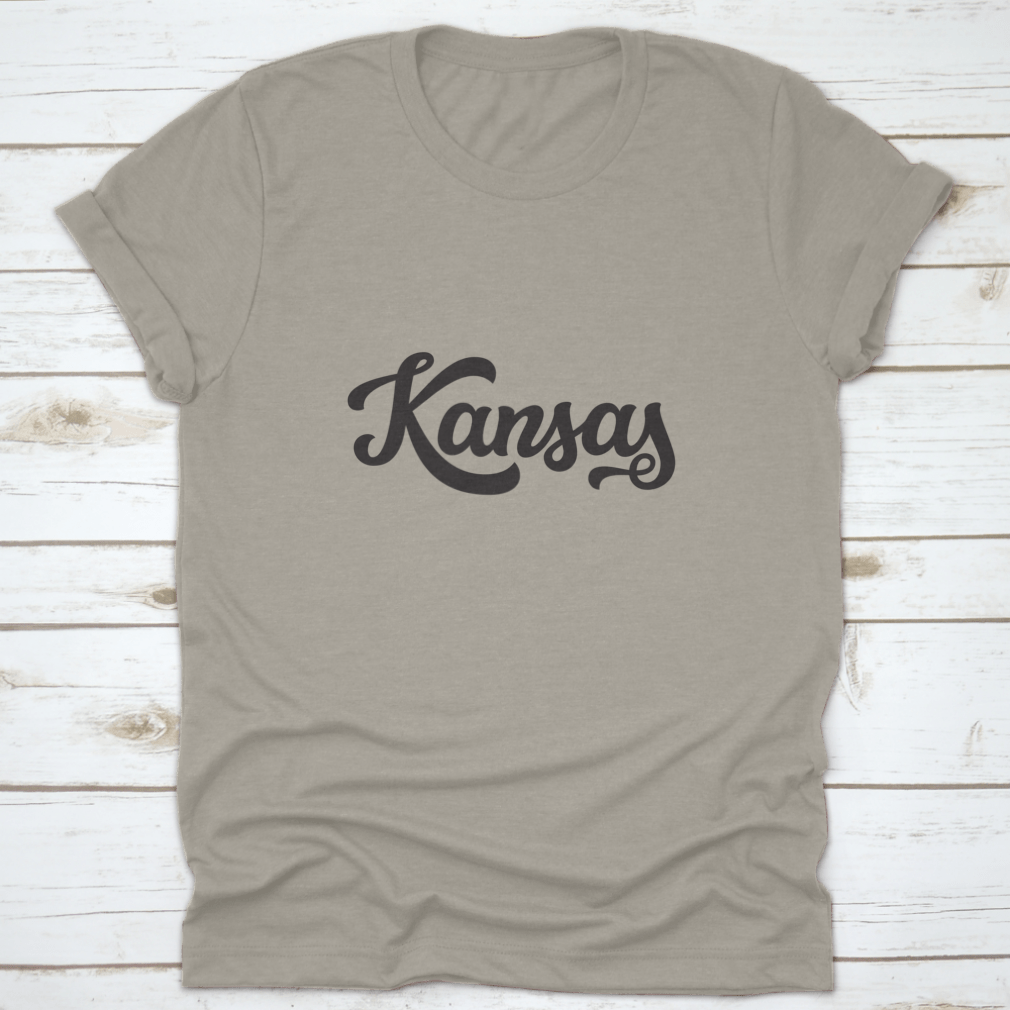 Kansas State modern calligraphy hand lettering apparel showcasing a stylish design on high-quality fabric.