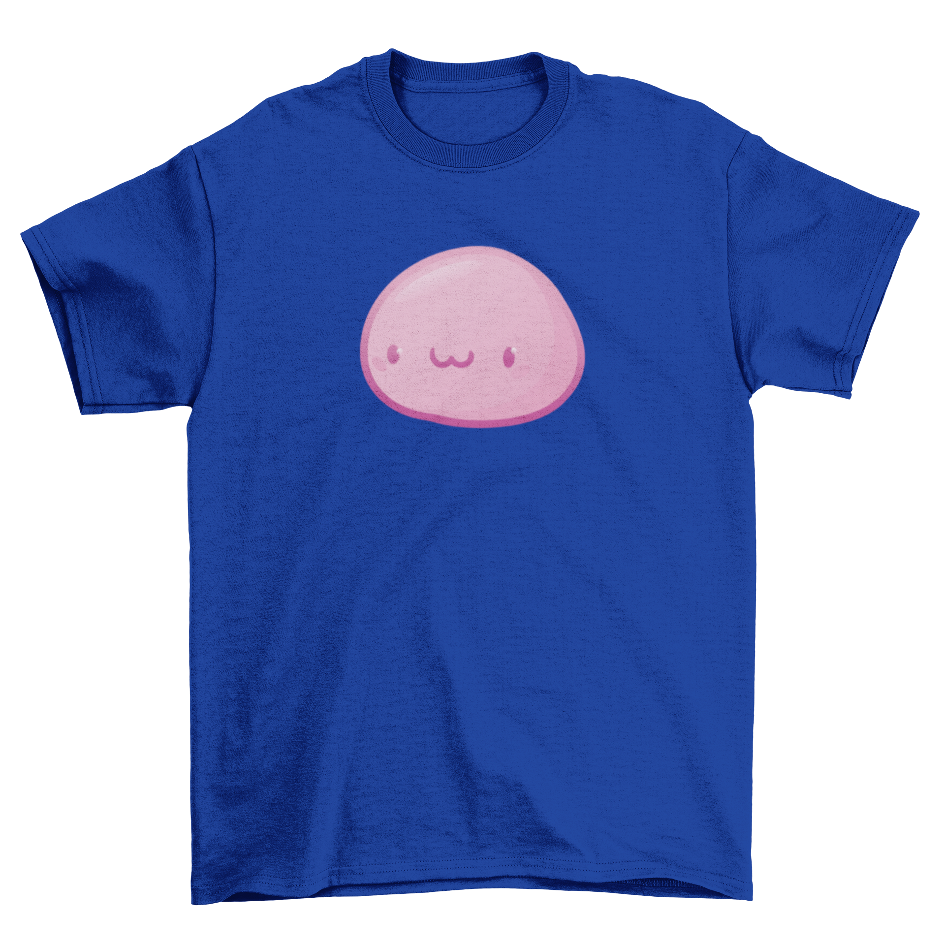 Kawaii pink t-shirt featuring a cute mochi design, perfect for casual wear.