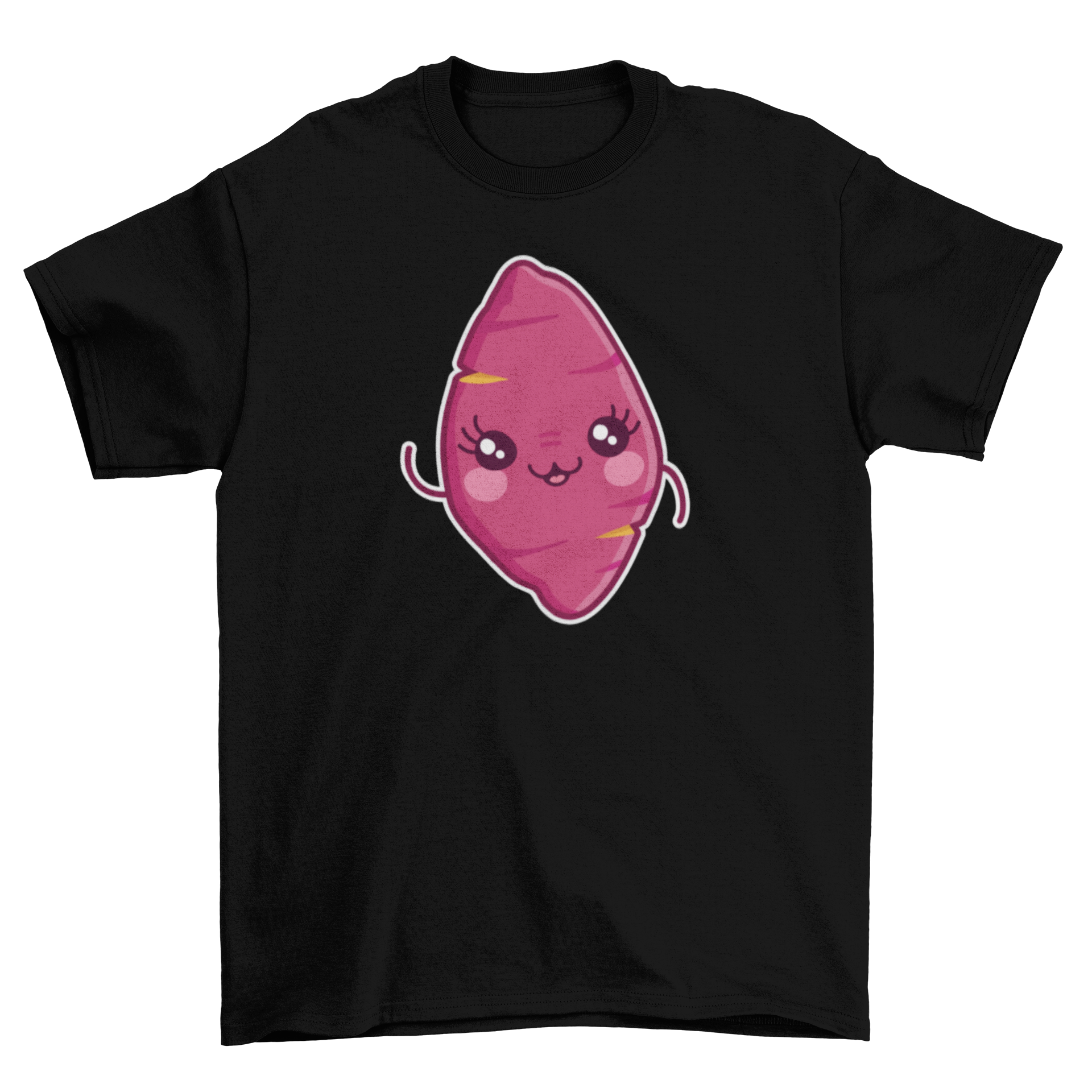 A cute Kawaii Sweet Potato T-shirt featuring an adorable sweet potato design in vibrant colors.