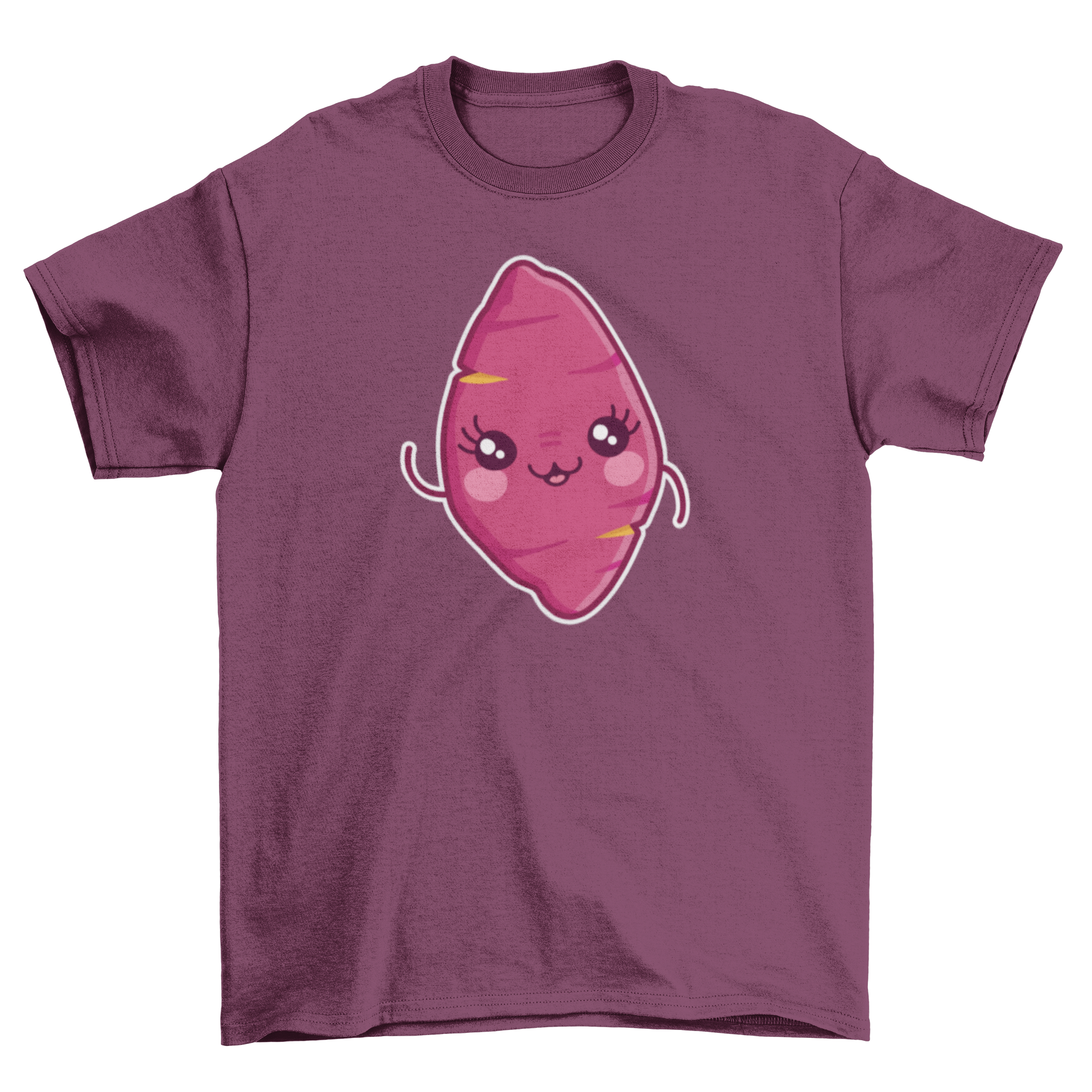 A cute Kawaii Sweet Potato T-shirt featuring an adorable sweet potato design in vibrant colors.