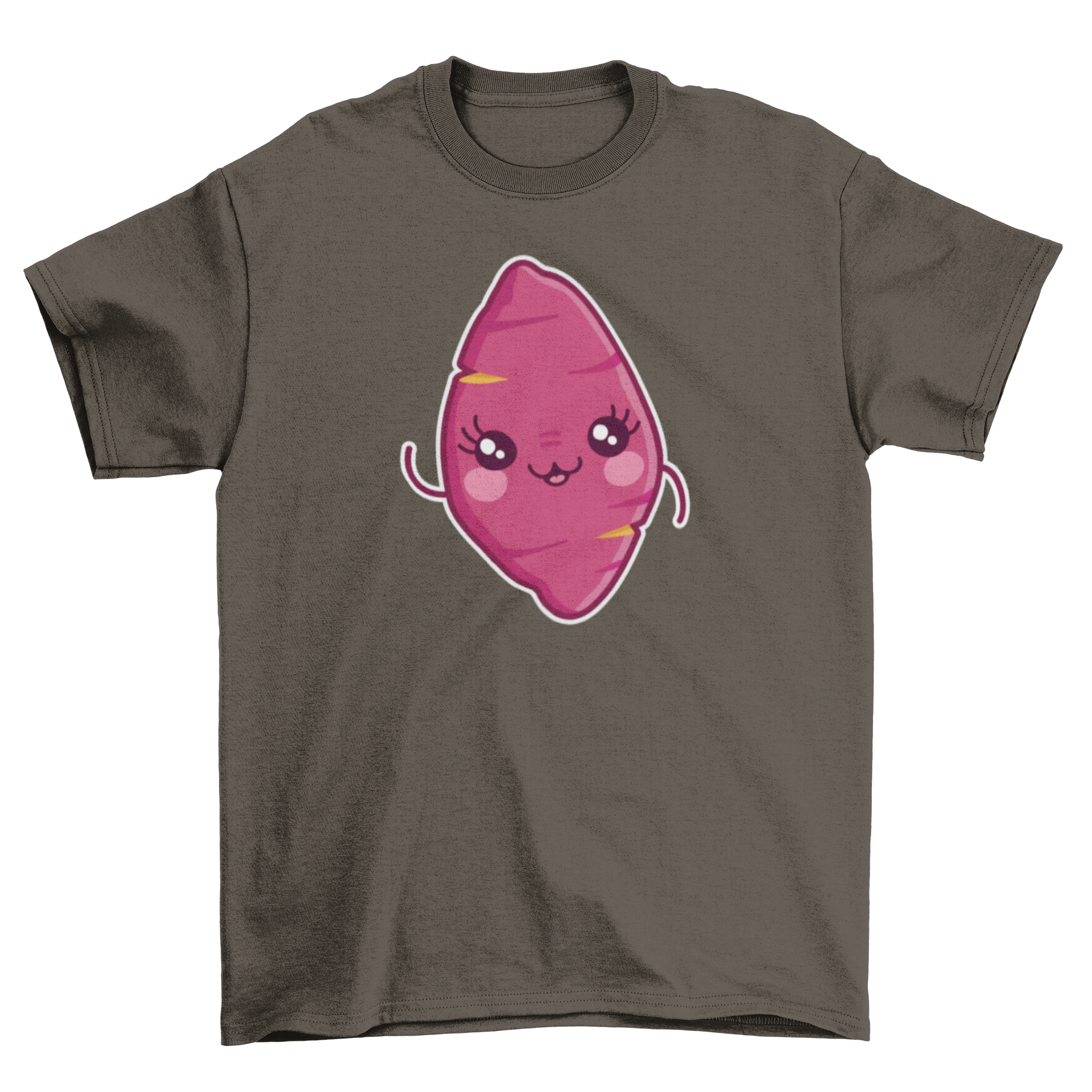 A cute Kawaii Sweet Potato T-shirt featuring an adorable sweet potato design in vibrant colors.