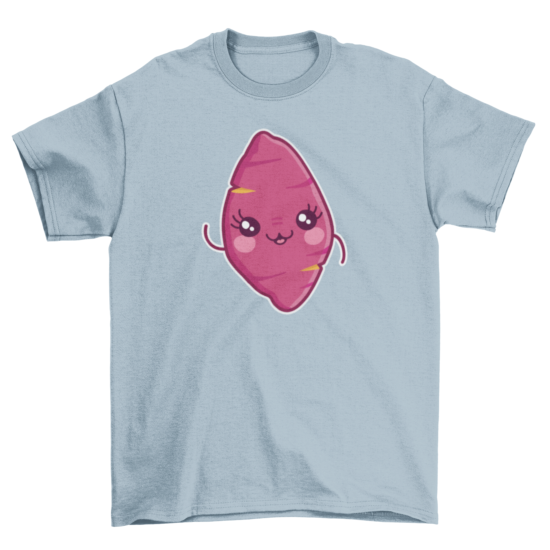 A cute Kawaii Sweet Potato T-shirt featuring an adorable sweet potato design in vibrant colors.