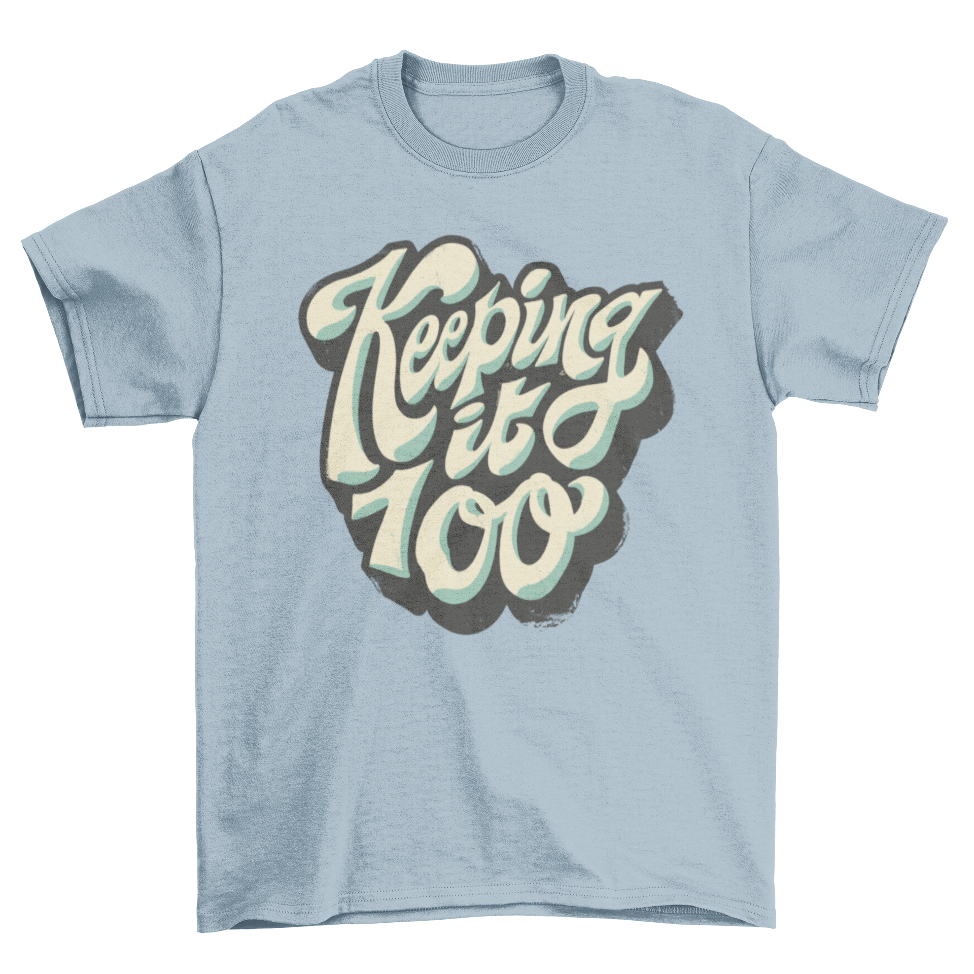 A stylish t-shirt featuring the quote 'Keeping it 100' in bold lettering, perfect for casual wear.