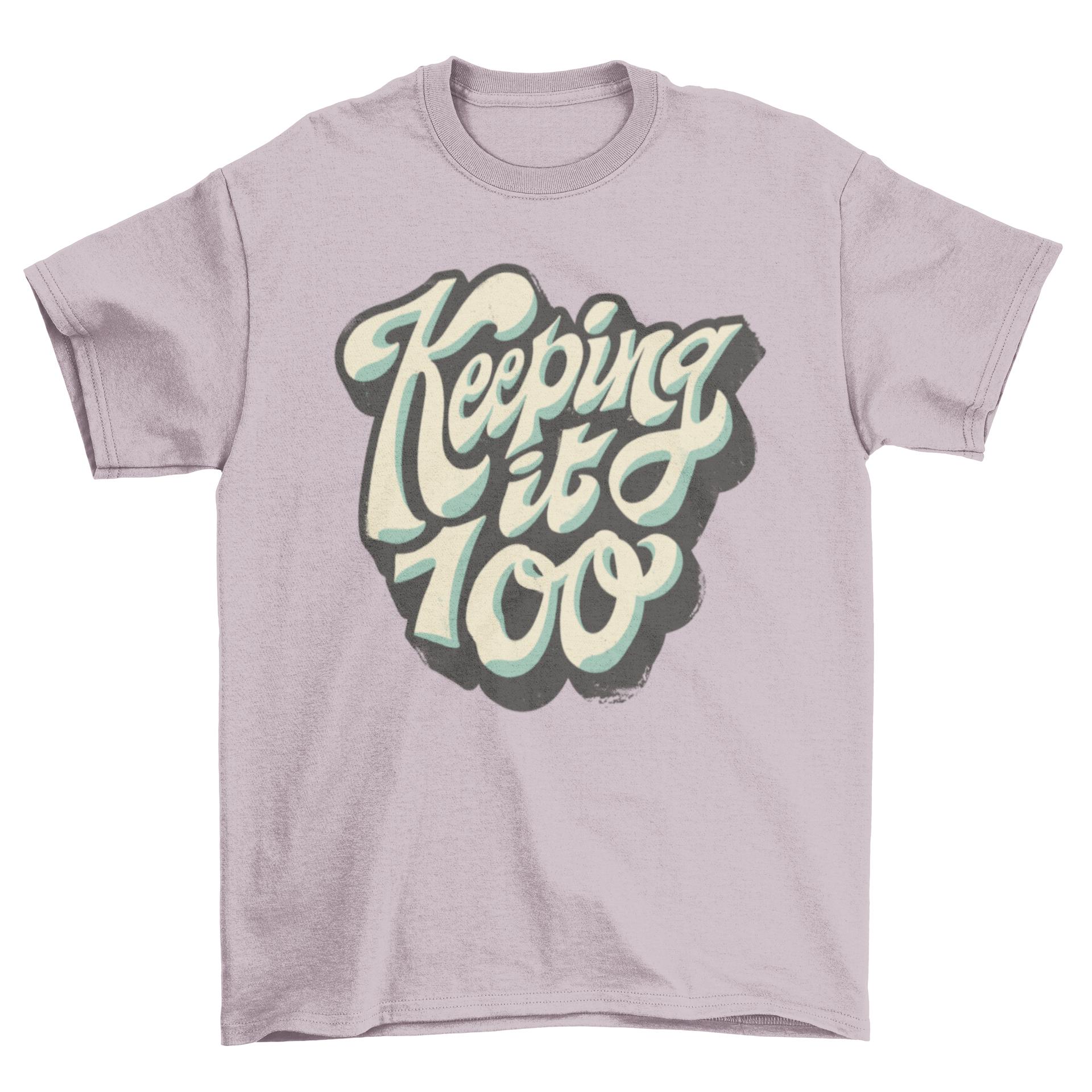 A stylish t-shirt featuring the quote 'Keeping it 100' in bold lettering, perfect for casual wear.