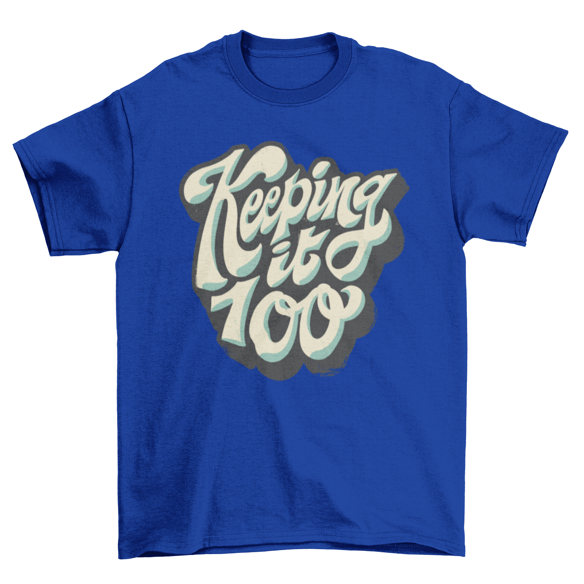 A stylish t-shirt featuring the quote 'Keeping it 100' in bold lettering, perfect for casual wear.