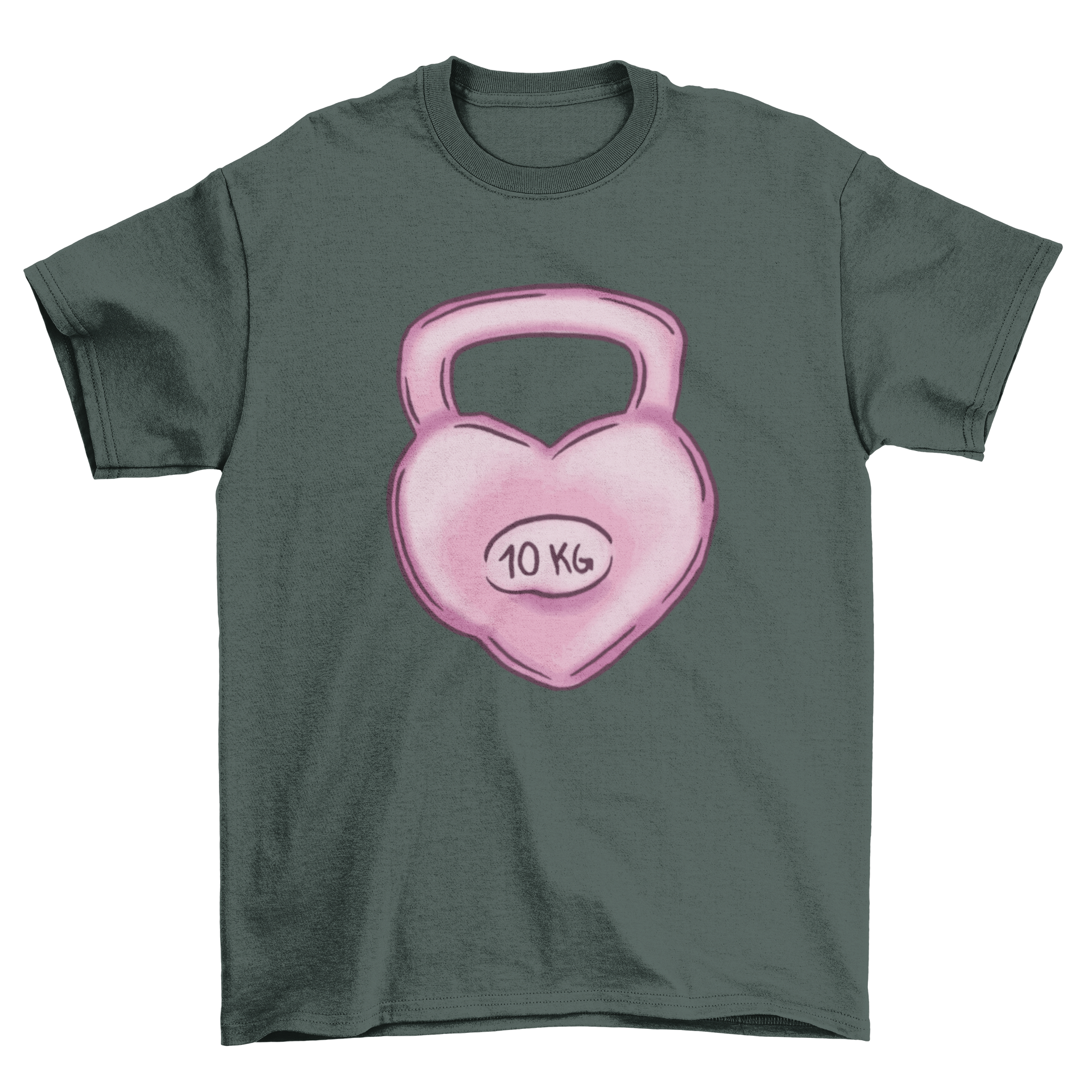 Kettlebell Heart T-Shirt featuring a heart-shaped kettlebell design on a soft fabric.