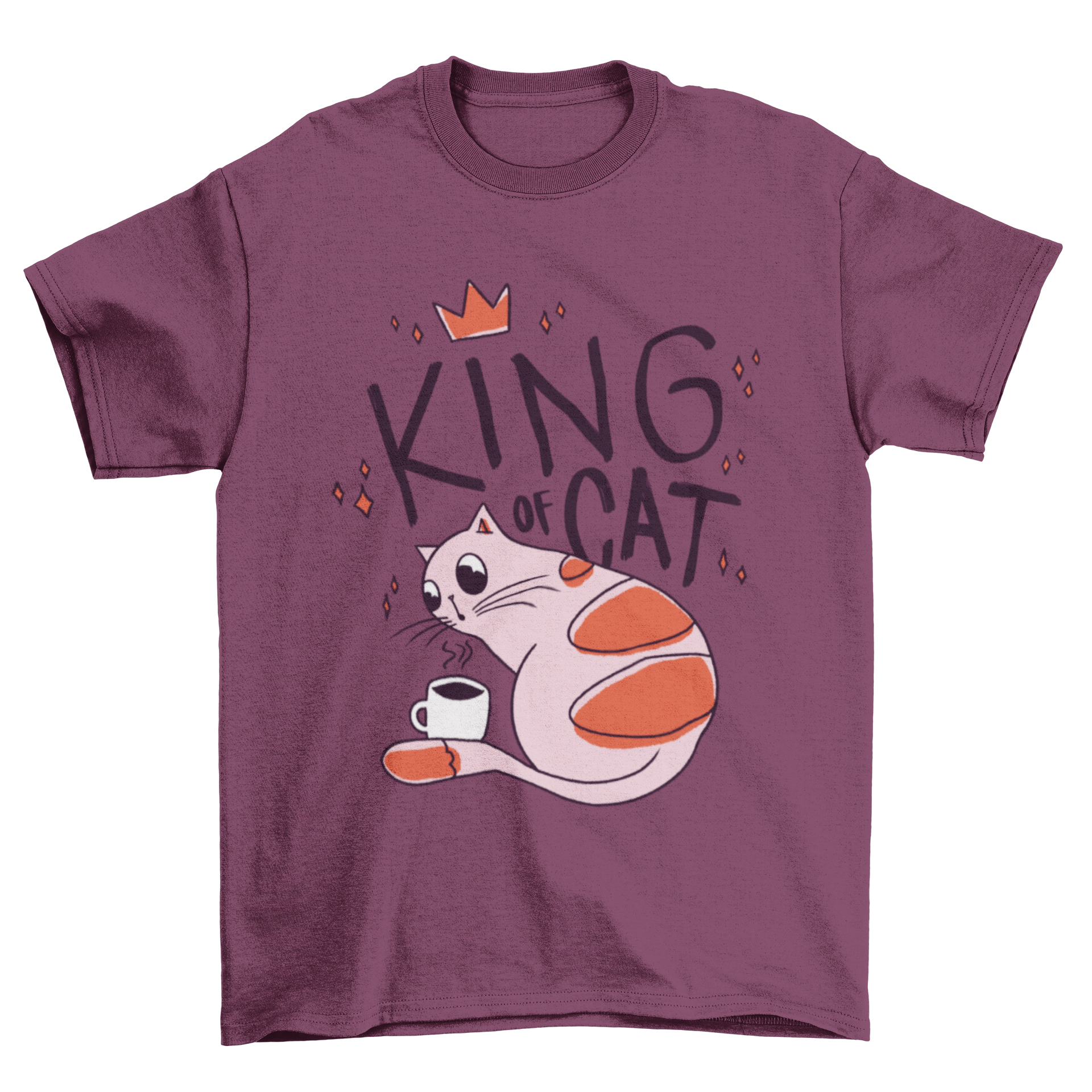 A stylish t-shirt featuring a playful illustration of a cat with the caption 'King of Cat', perfect for cat lovers.