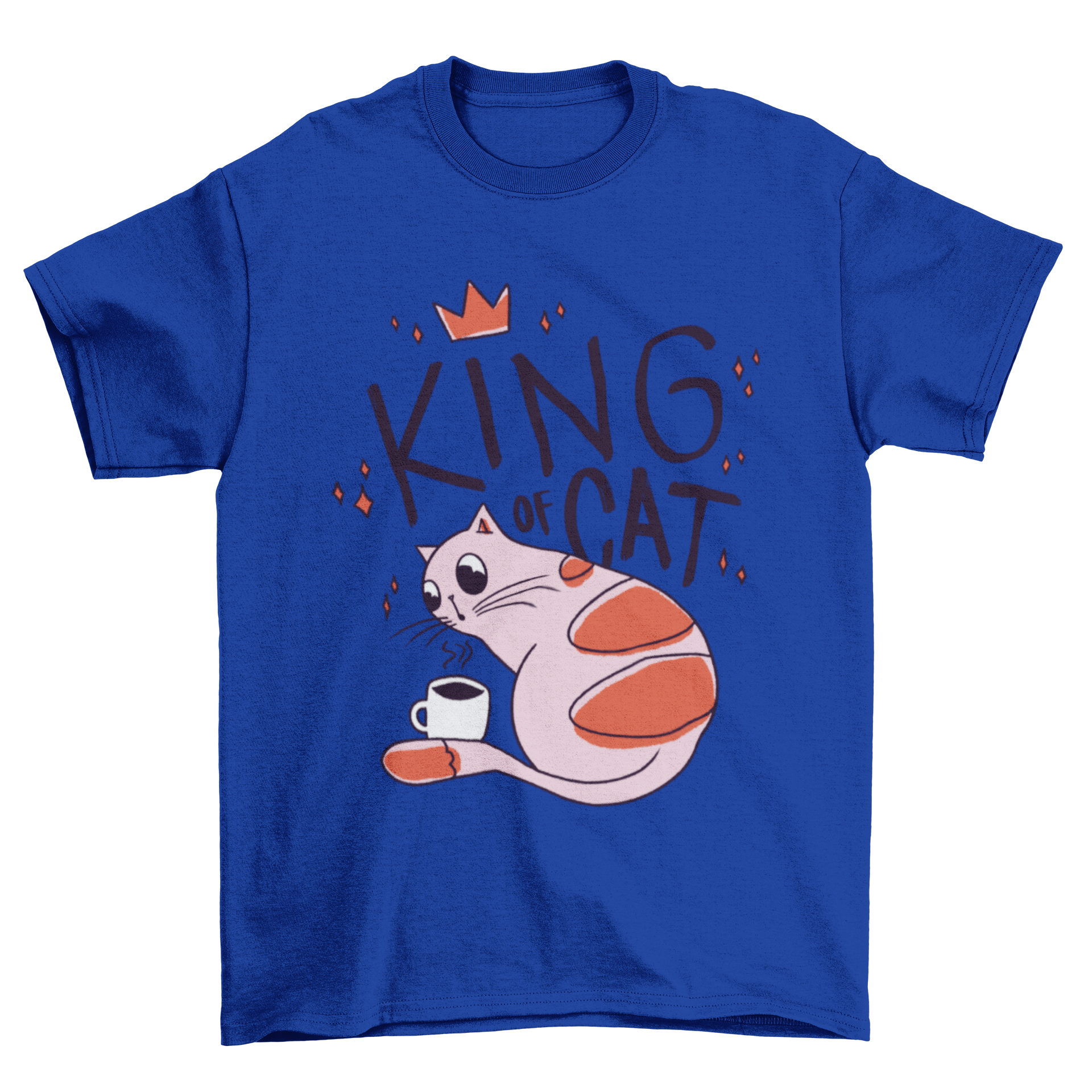 A stylish t-shirt featuring a playful illustration of a cat with the caption 'King of Cat', perfect for cat lovers.