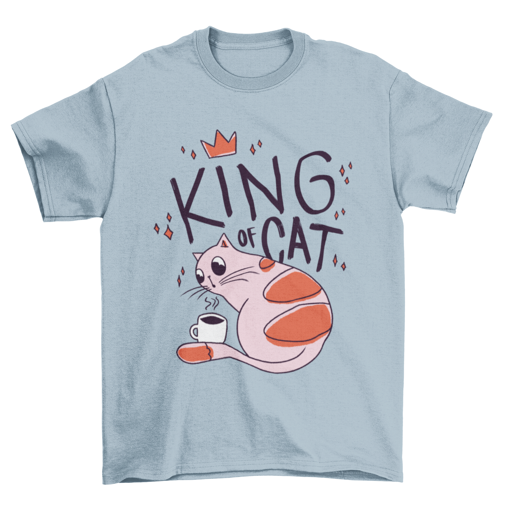 A stylish t-shirt featuring a playful illustration of a cat with the caption 'King of Cat', perfect for cat lovers.