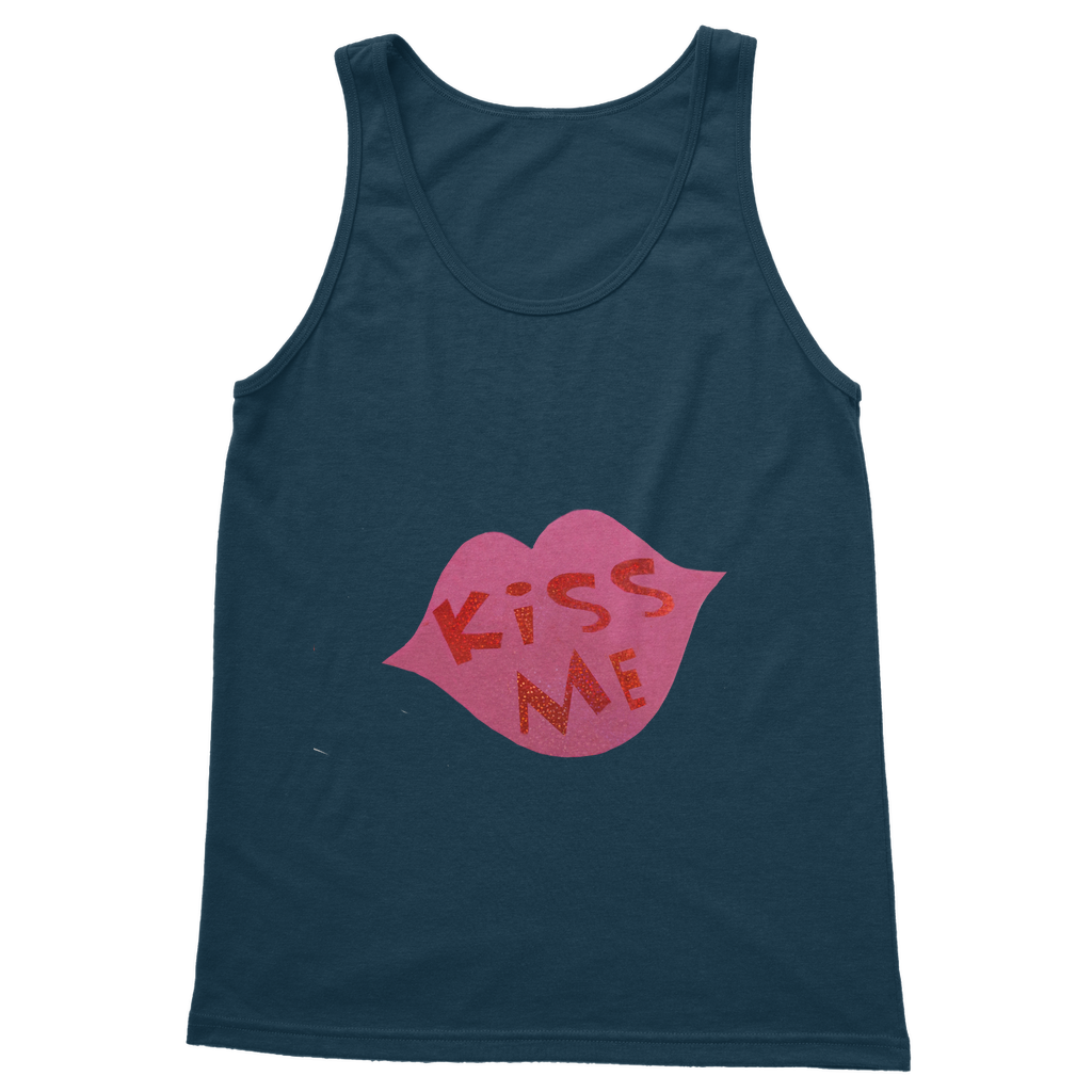 Kiss Me Classic Adult Vest Top in various colors, showcasing its unisex design and high-quality cotton fabric.