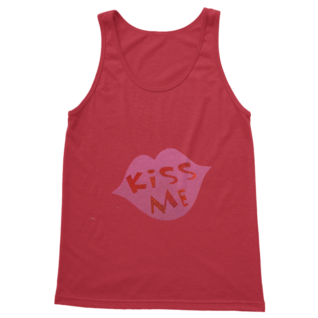 Kiss Me Classic Adult Vest Top in various colors, showcasing its unisex design and high-quality cotton fabric.