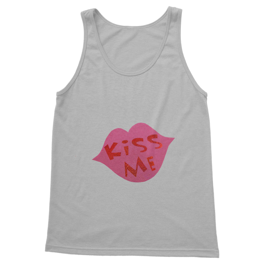 Kiss Me Classic Adult Vest Top in various colors, showcasing its unisex design and high-quality cotton fabric.