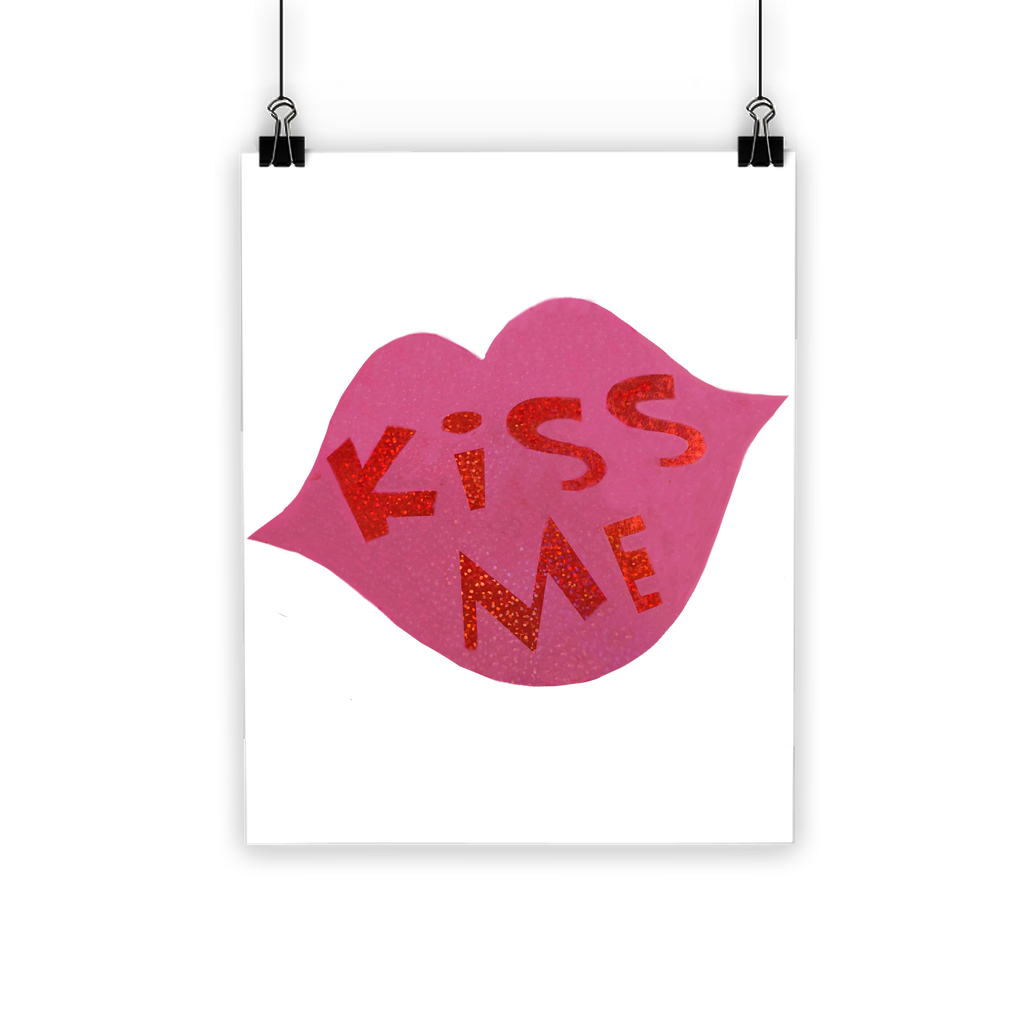 Kiss Me Classic Poster featuring vibrant colors and a semi-gloss finish, ideal for indoor and outdoor display.